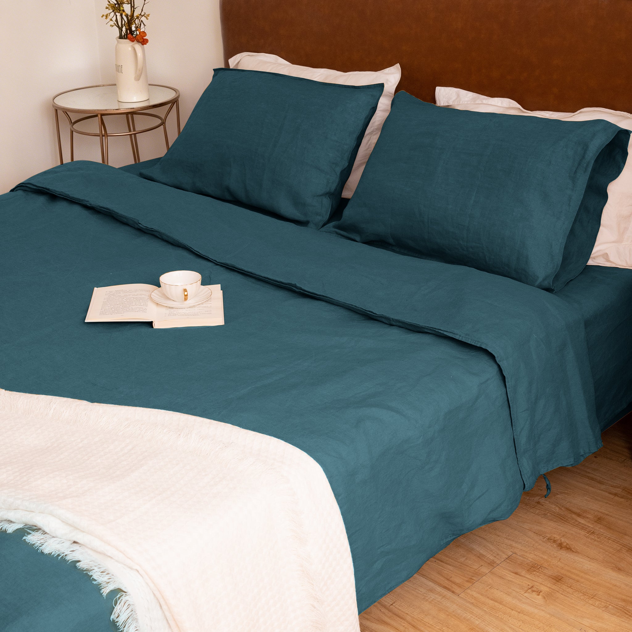 Emerald Green Linen Duvet Cover