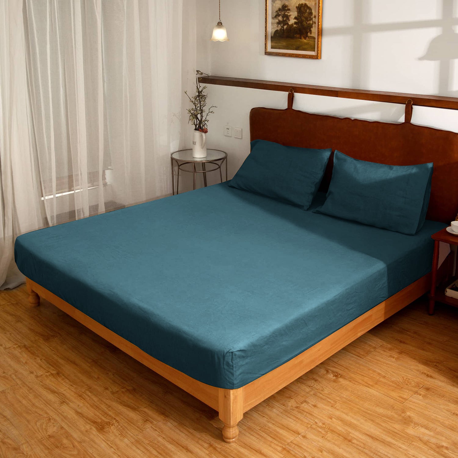 Emerald Green Linen Sheet Set