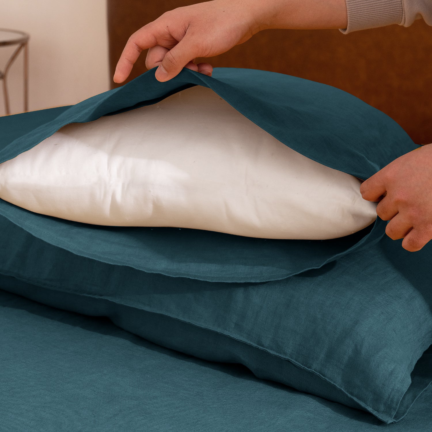 Emerald Green Linen Sheet Set