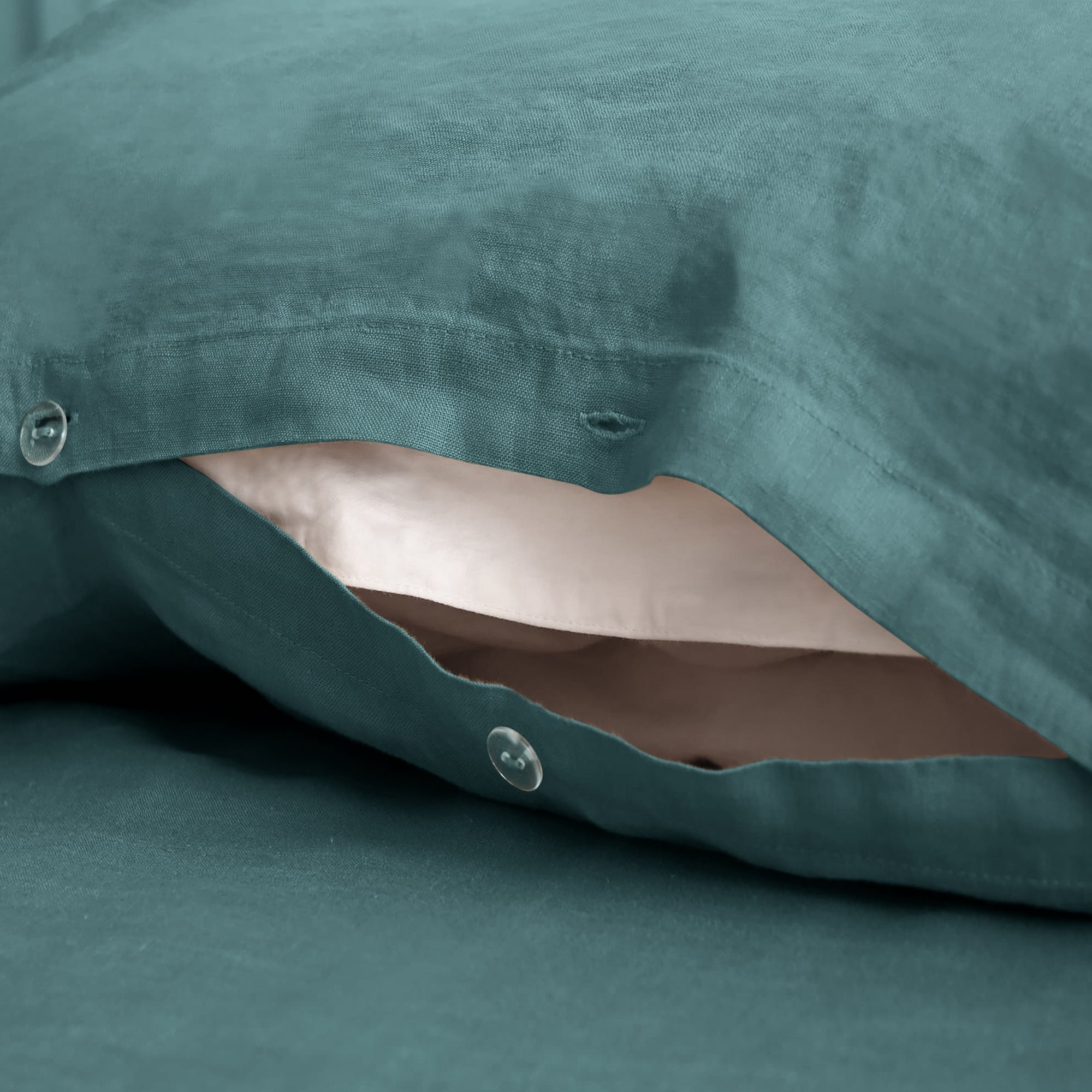 Serenity Teal Linen Duvet Cover Set Deal - Linen Times