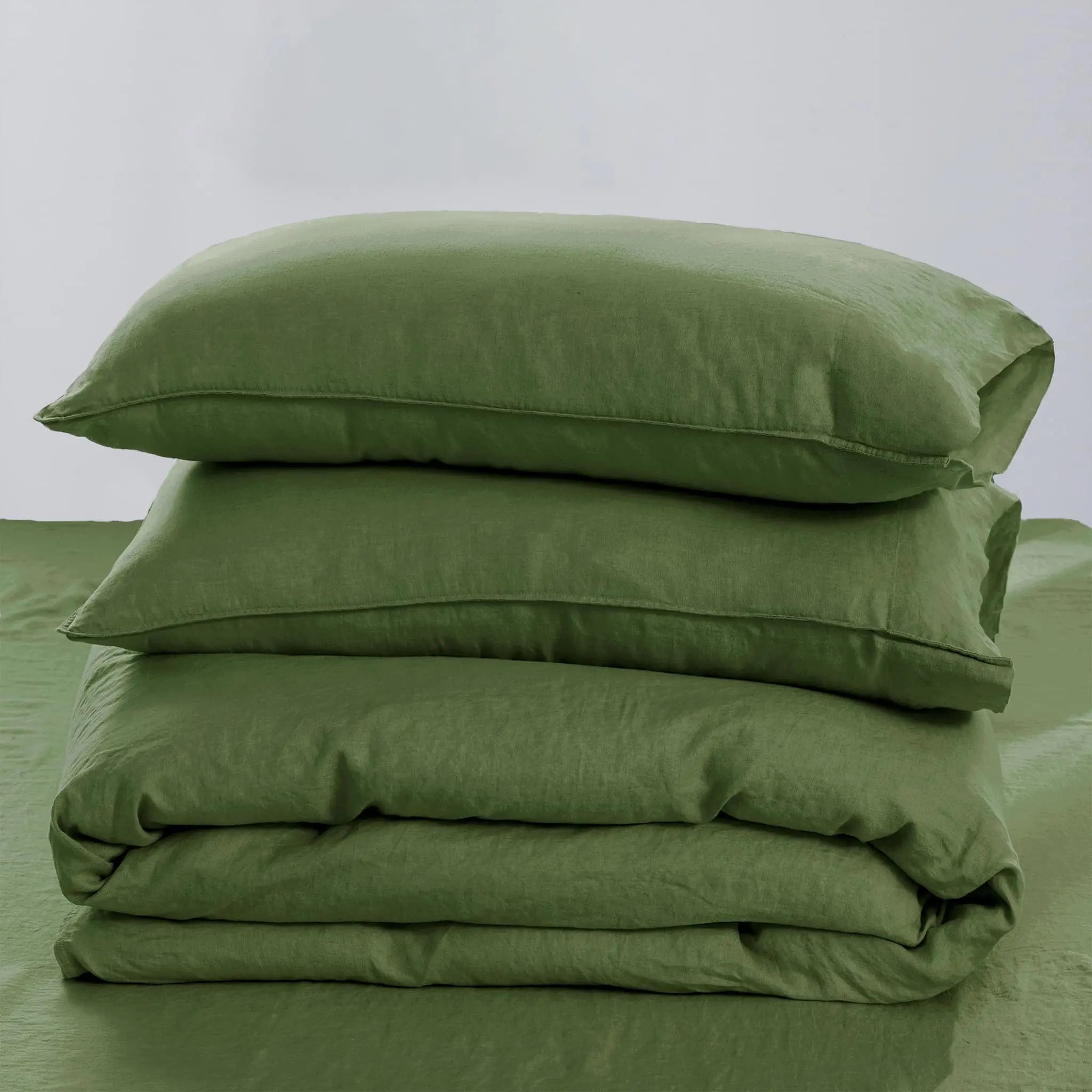 Army Green Linen Duvet Cover Set - Linen Times