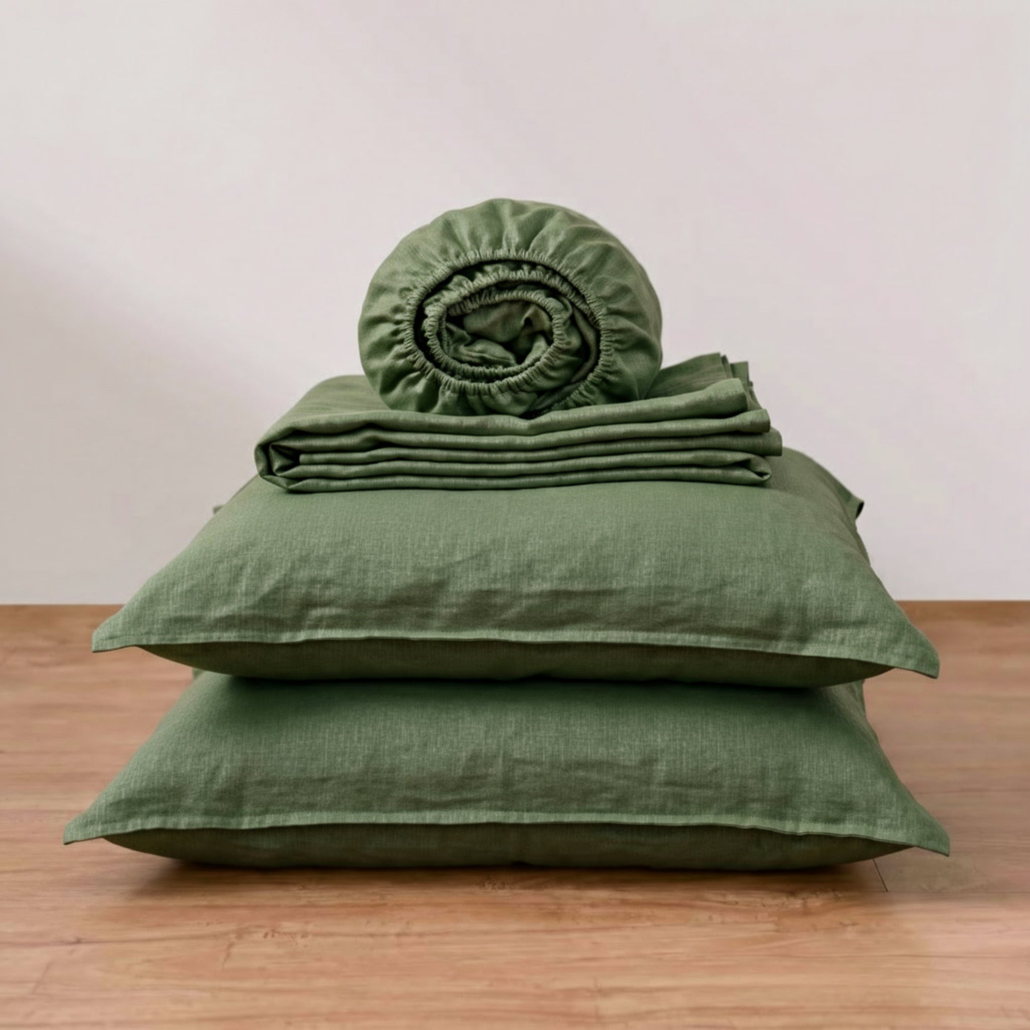 Army Green Linen Sheet Set - Linen Times