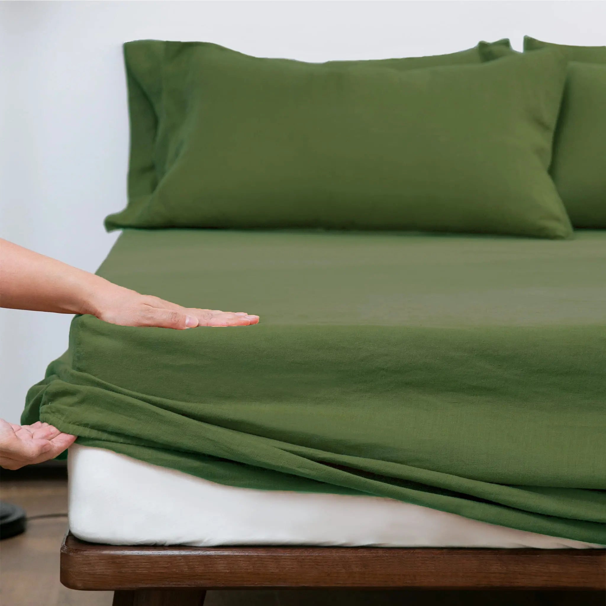 Army Green Linen Sheet Set - Linen Times