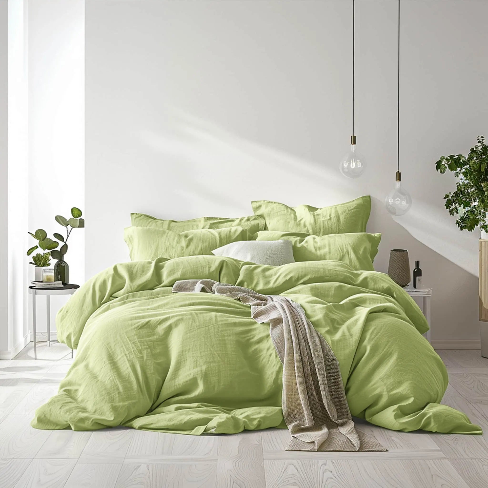 Avocado Linen Duvet Cover Set - Linen Time