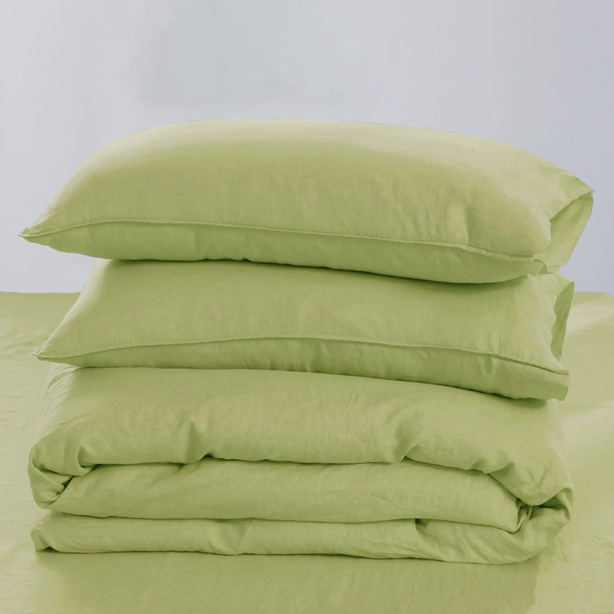 Avocado Linen Duvet Cover Set - Linen Time