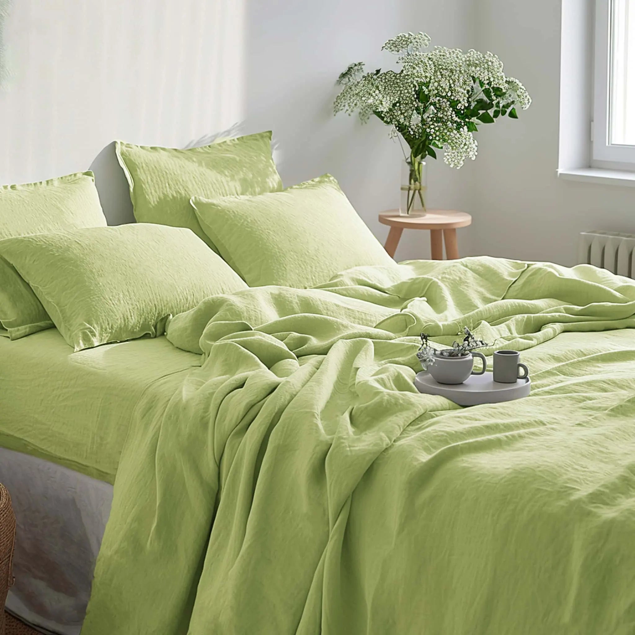 Avocado Linen Sheet Set - Linen Time