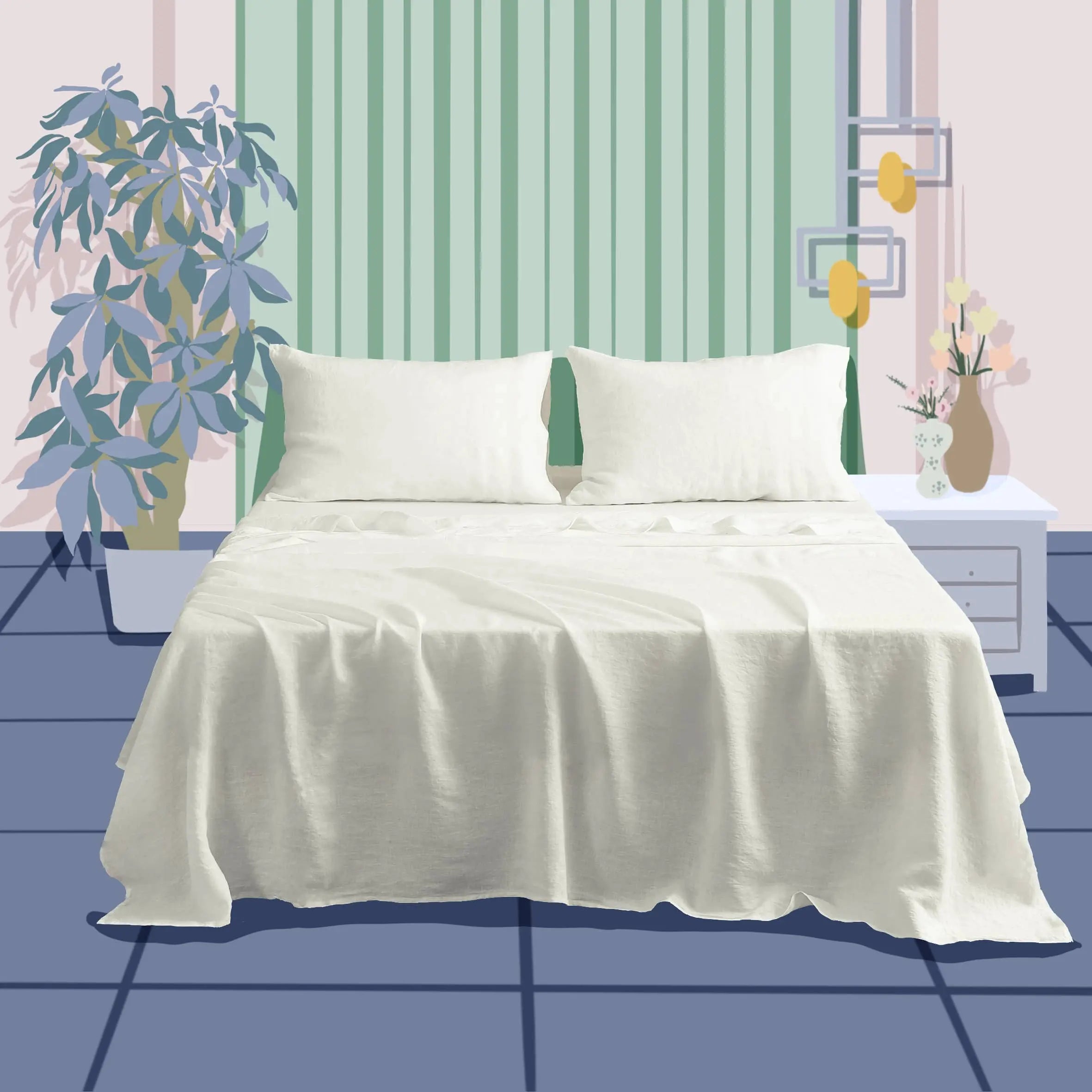 Cream Linen Flat Sheet - Linen Time