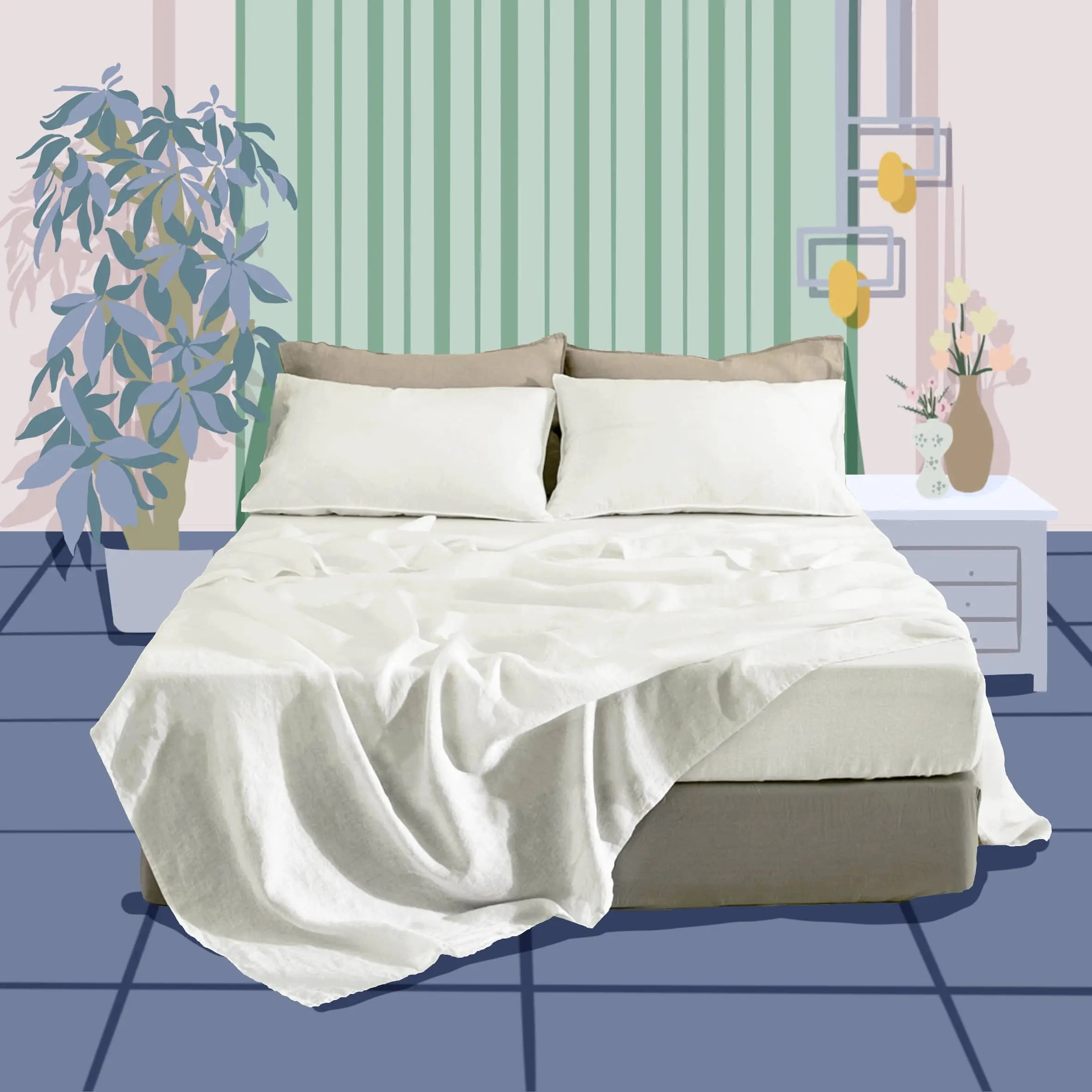 Cream Linen Sheet Set - Linen Time-1