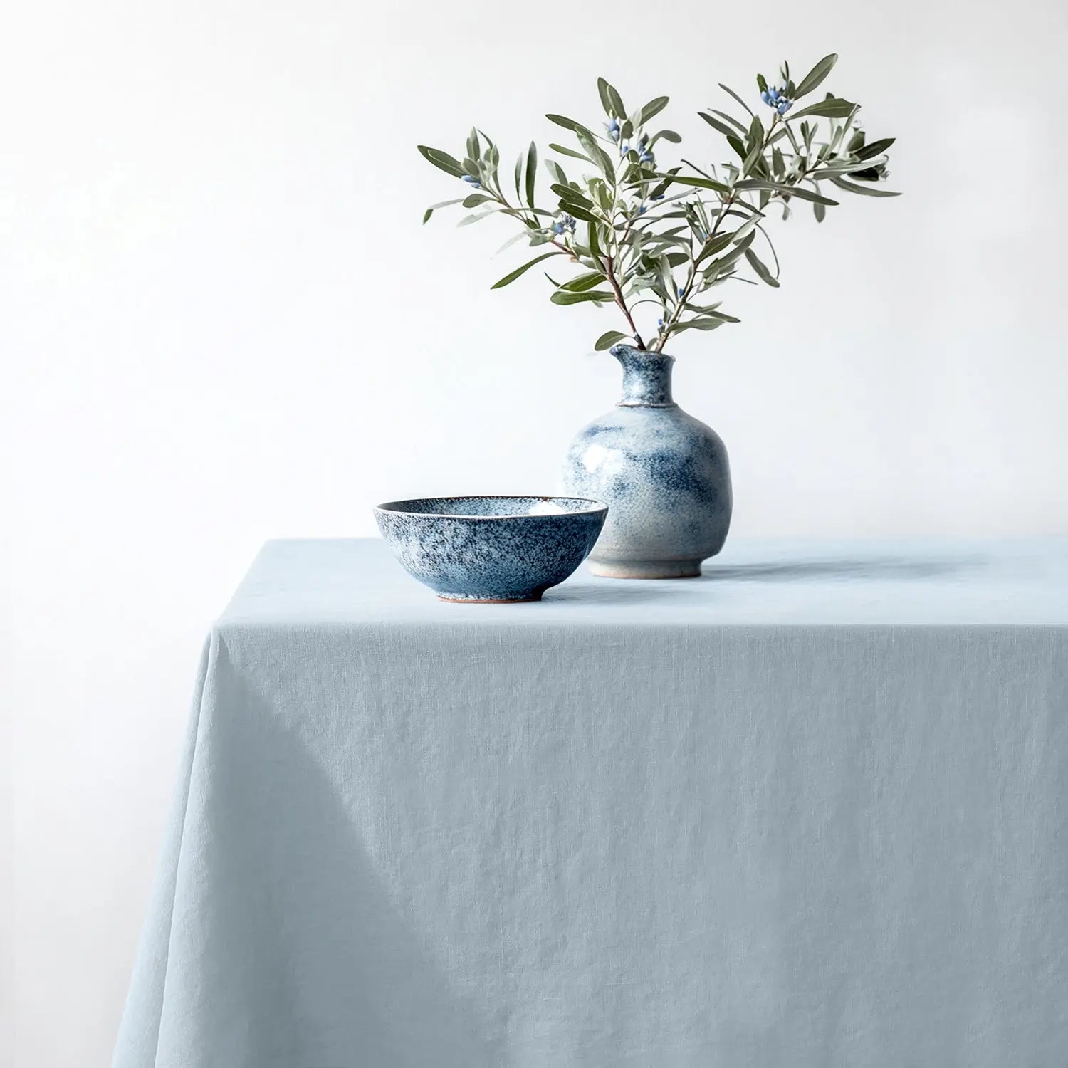 Gray Blue Linen Tablecloth- Linen Times