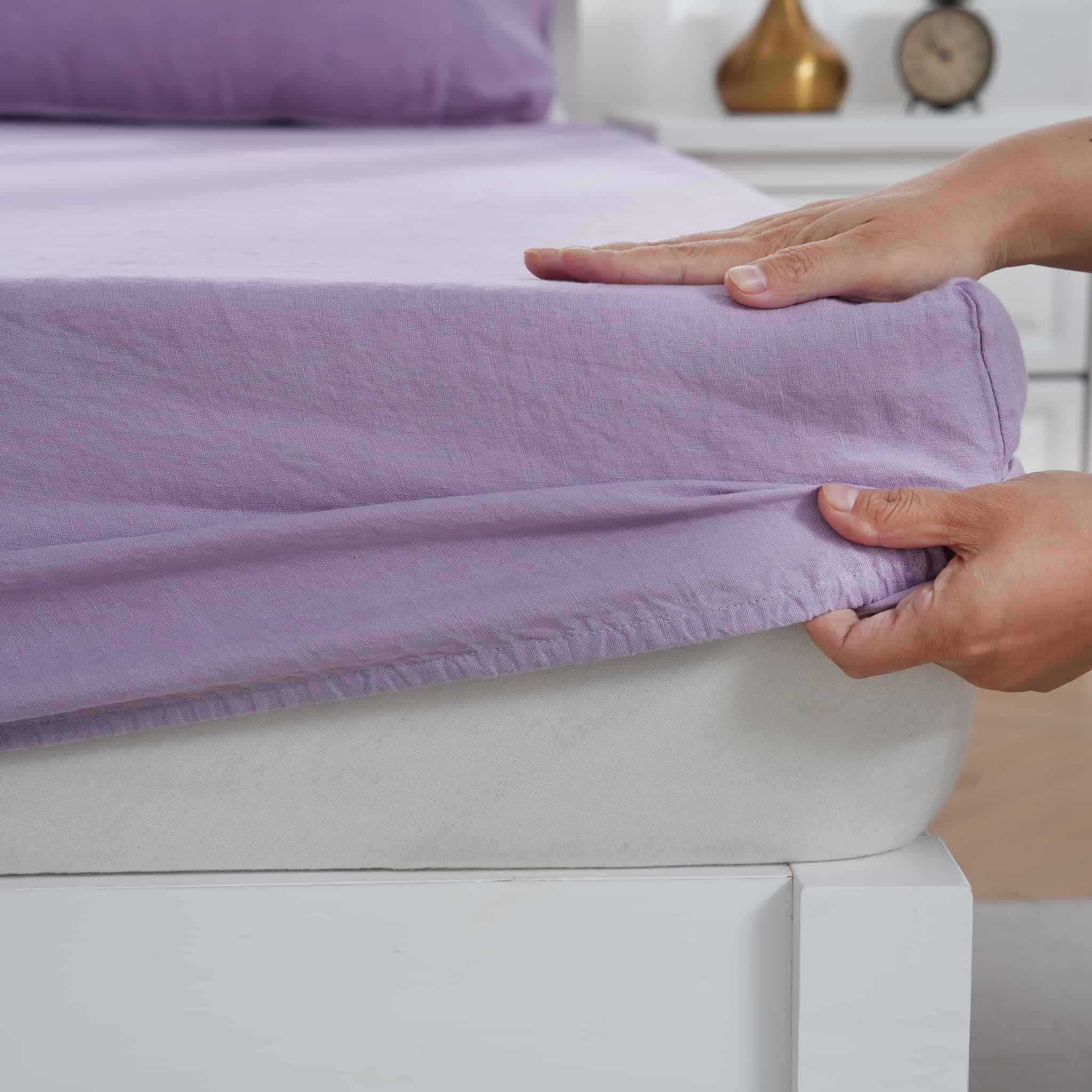Lavender Linen Fitted Sheet - Linen Time