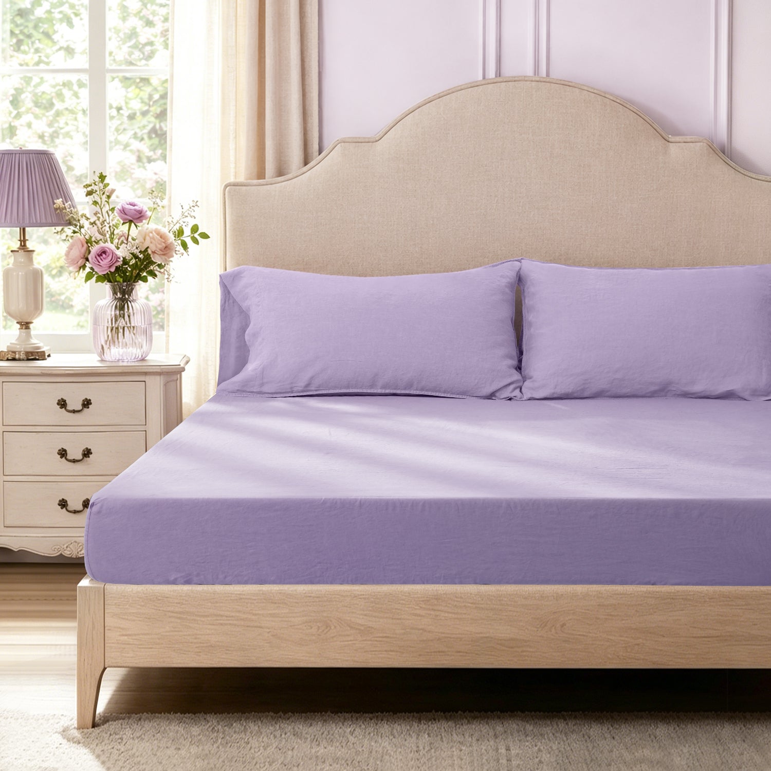 Lavender Linen Fitted Sheet