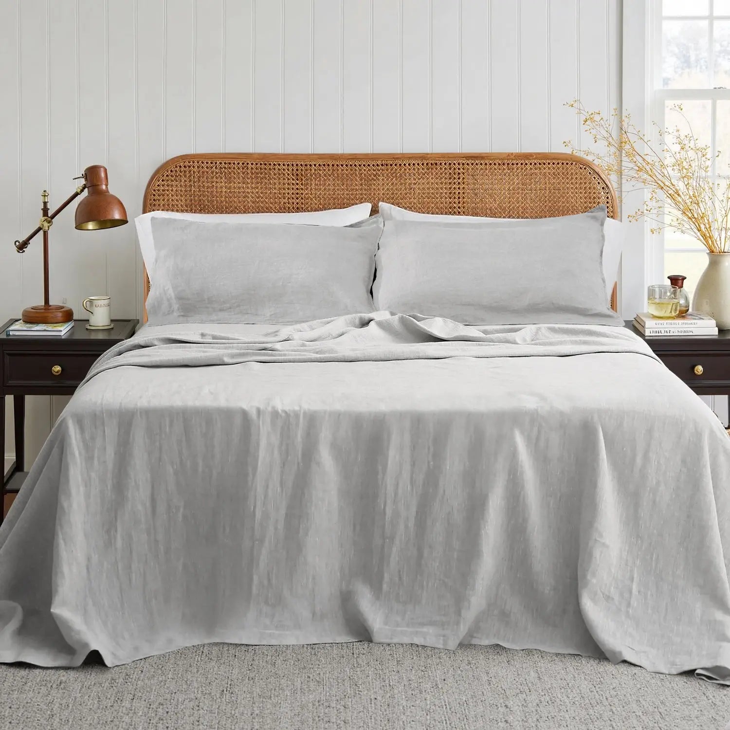Light Grey Linen Flat Sheet - Linen Times