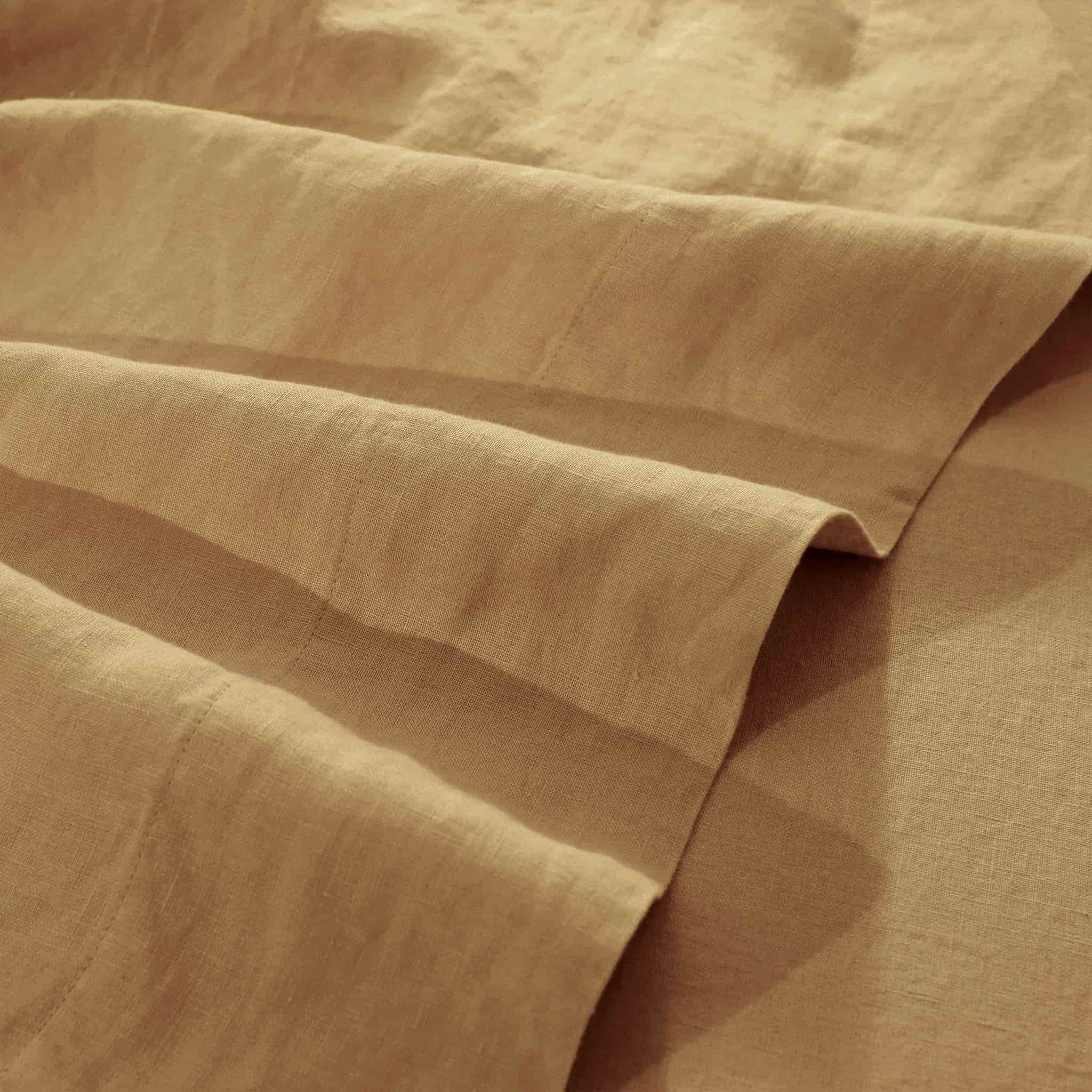 Sandy Beige Linen Flat Sheet - Linen Times #color_Sandy Beige