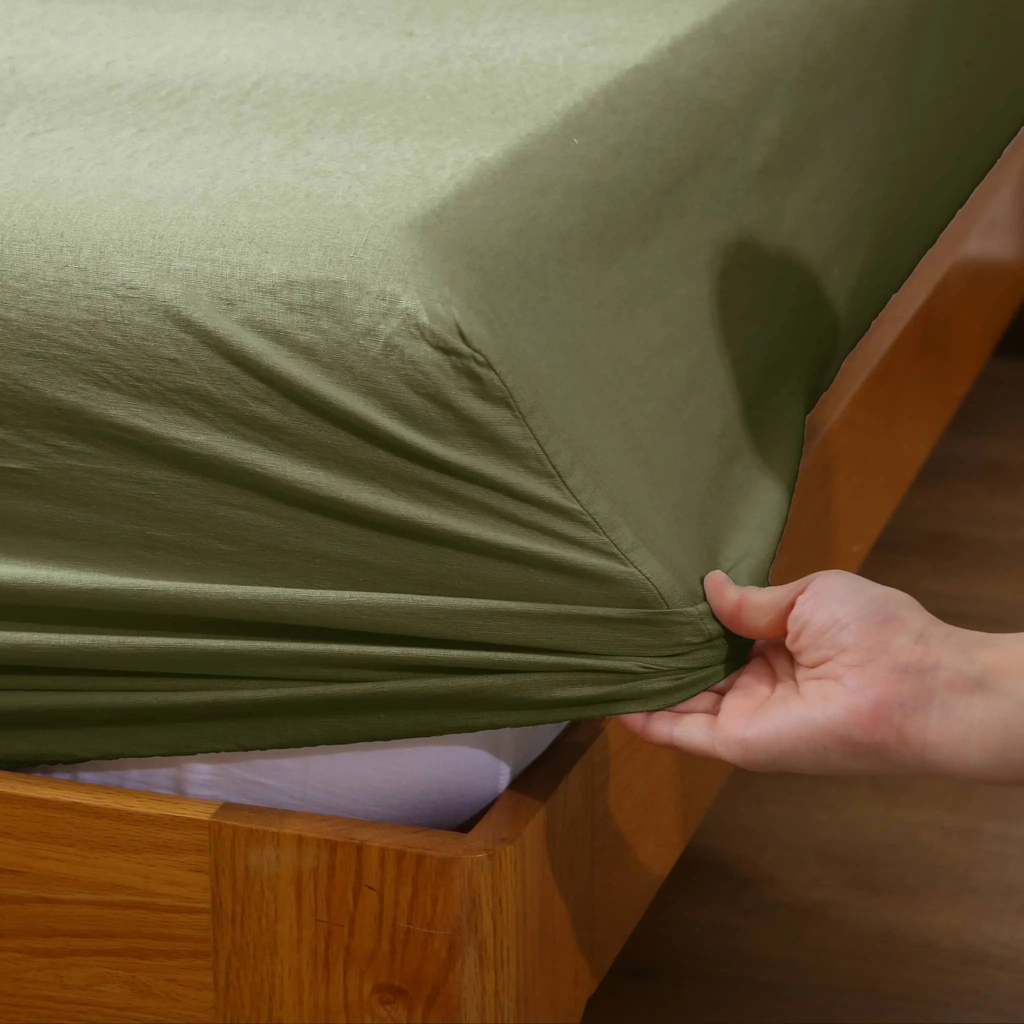 Moss Green Linen Sheet Set - Linen Times