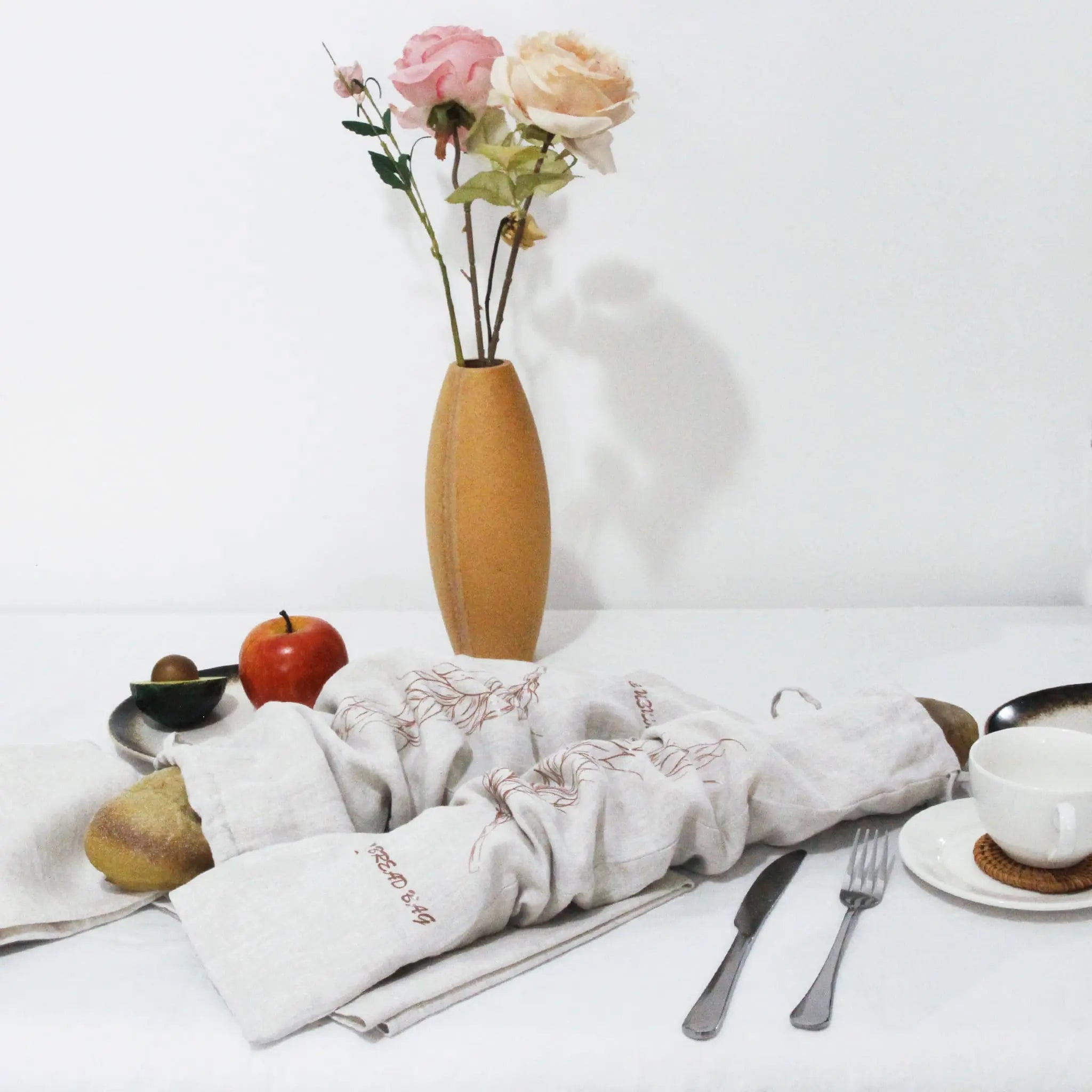 Natural Linen Baguette Bag 2 Pcs - Linen Time