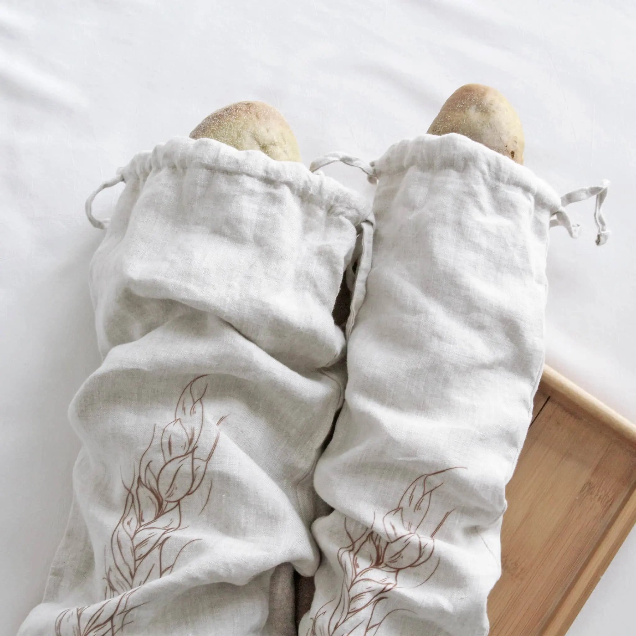 Natural Linen Baguette Bag 2 Pcs - Linen Time