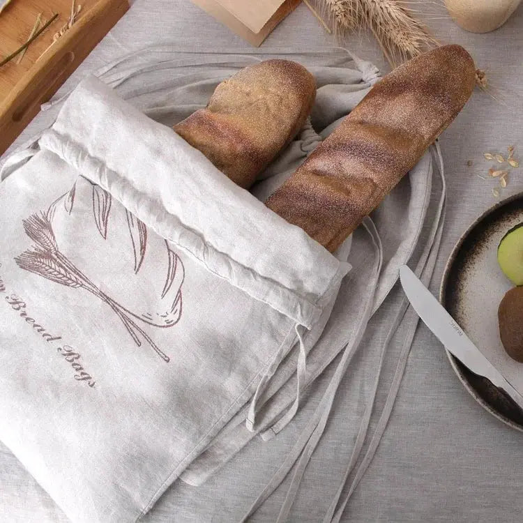 Natural Linen Bread Bag 2 Pcs - Linen Time