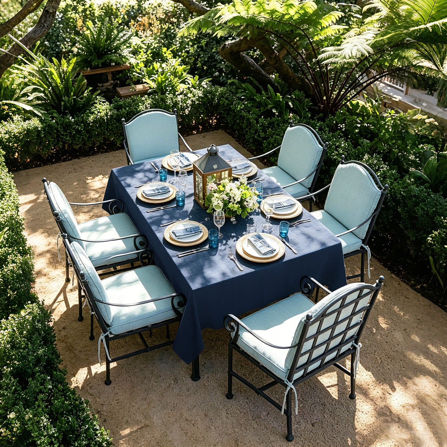 Navy Blue Linen Tablecloth-1