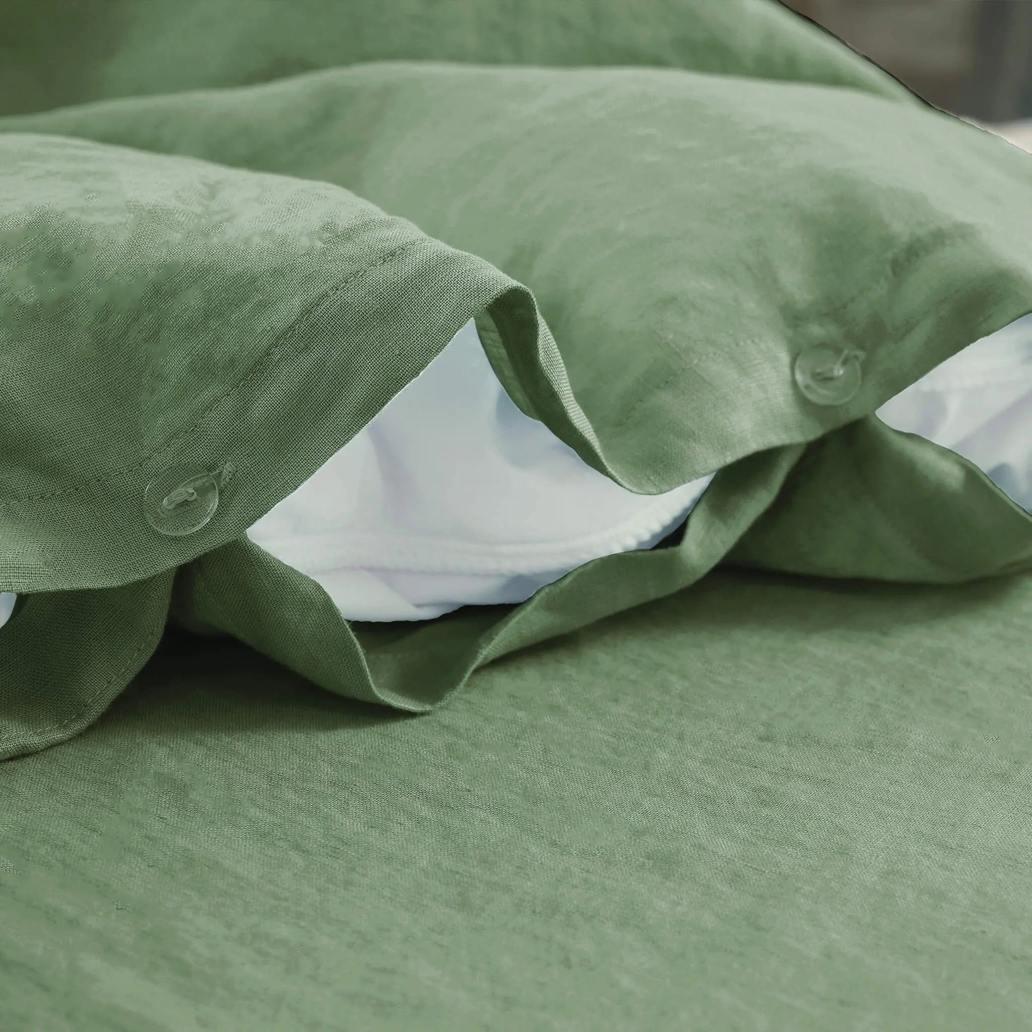 Olive Green Linen Duvet Cover - Linen Times