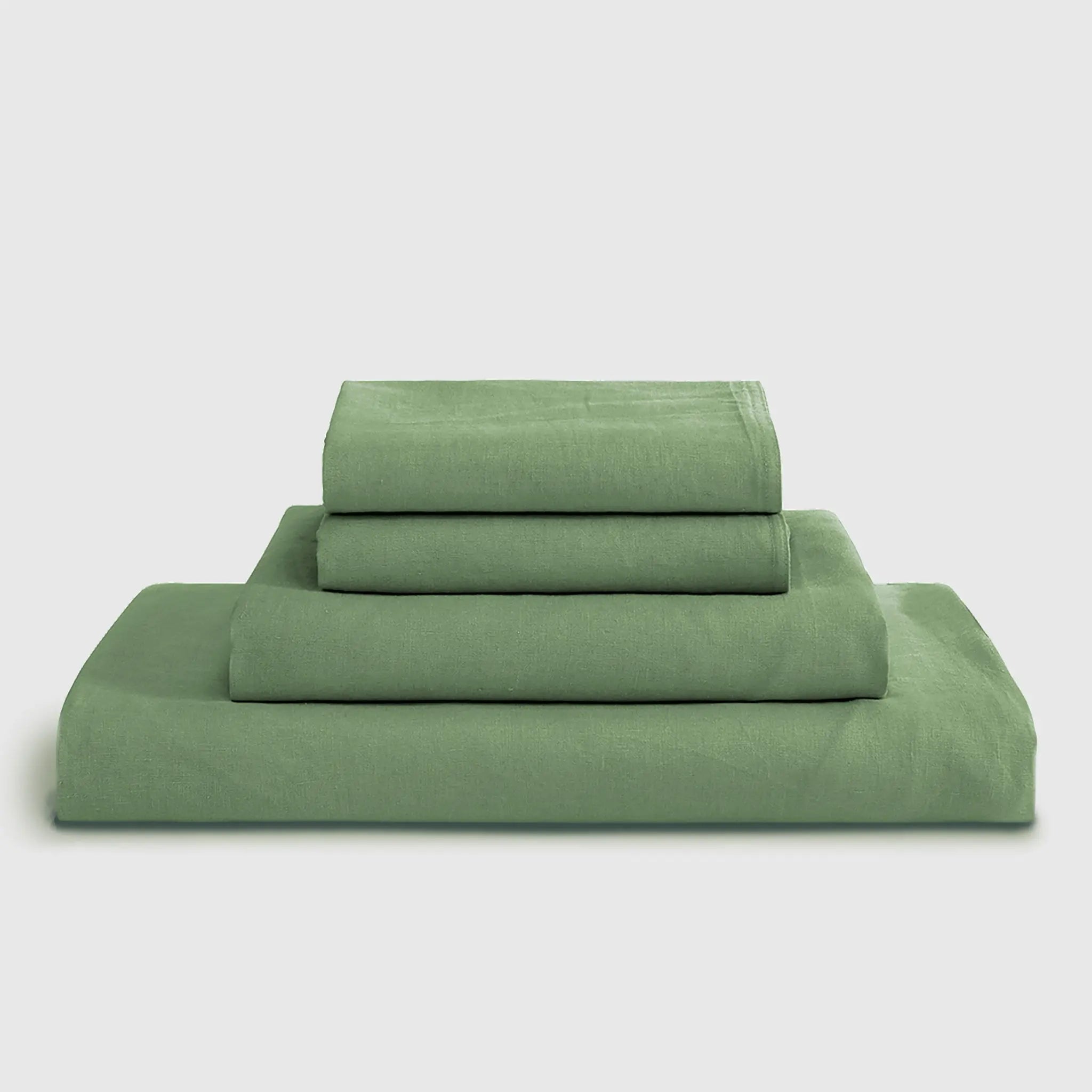 Olive Green Linen Sheet Set- Linen Times