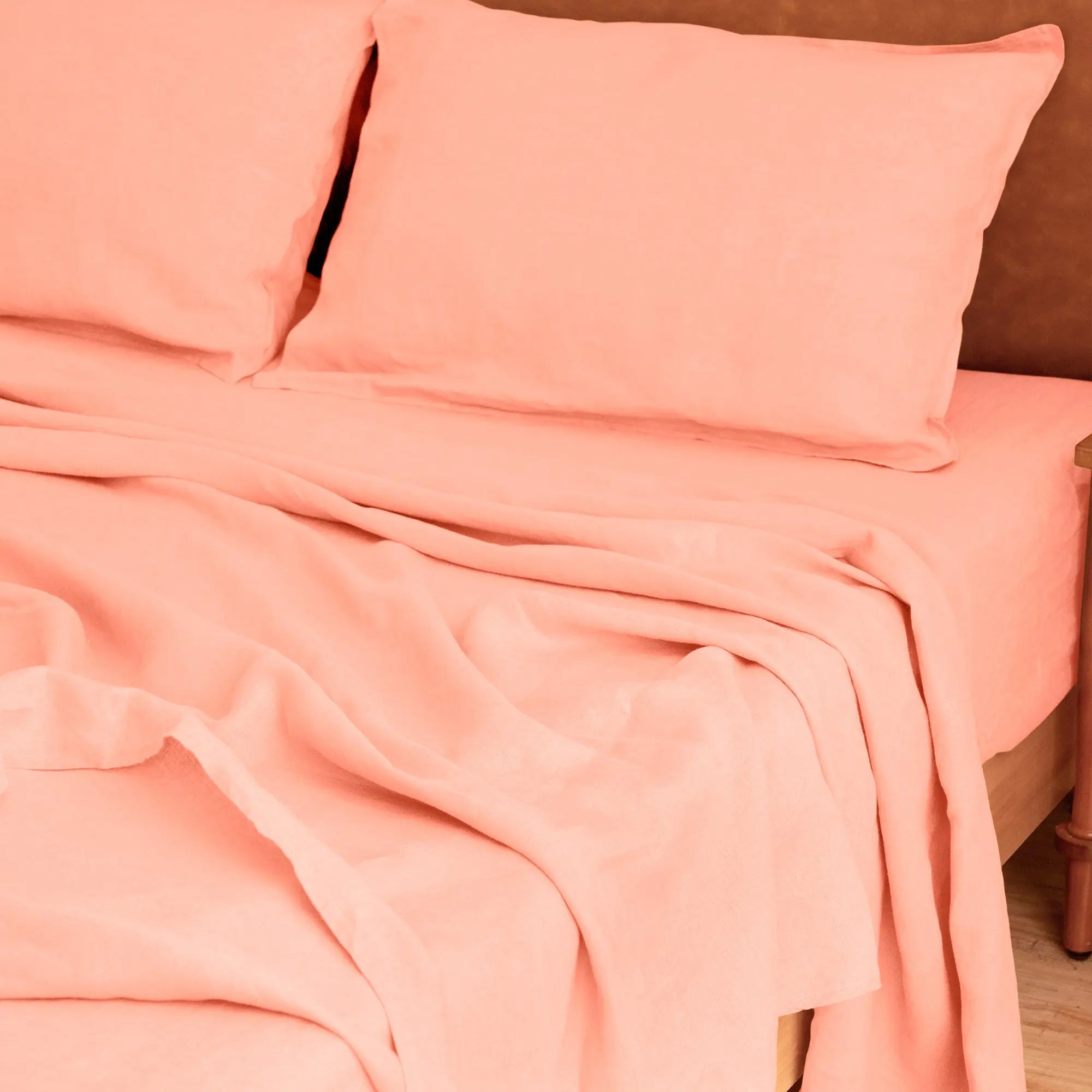 Peach Fuzz Linen Flat Sheet - Linen Times
