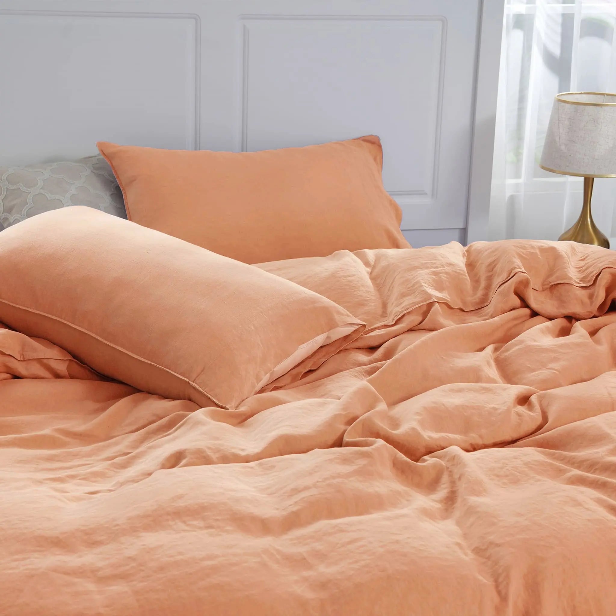 Peach Linen Pillowcase Set - Linen Time