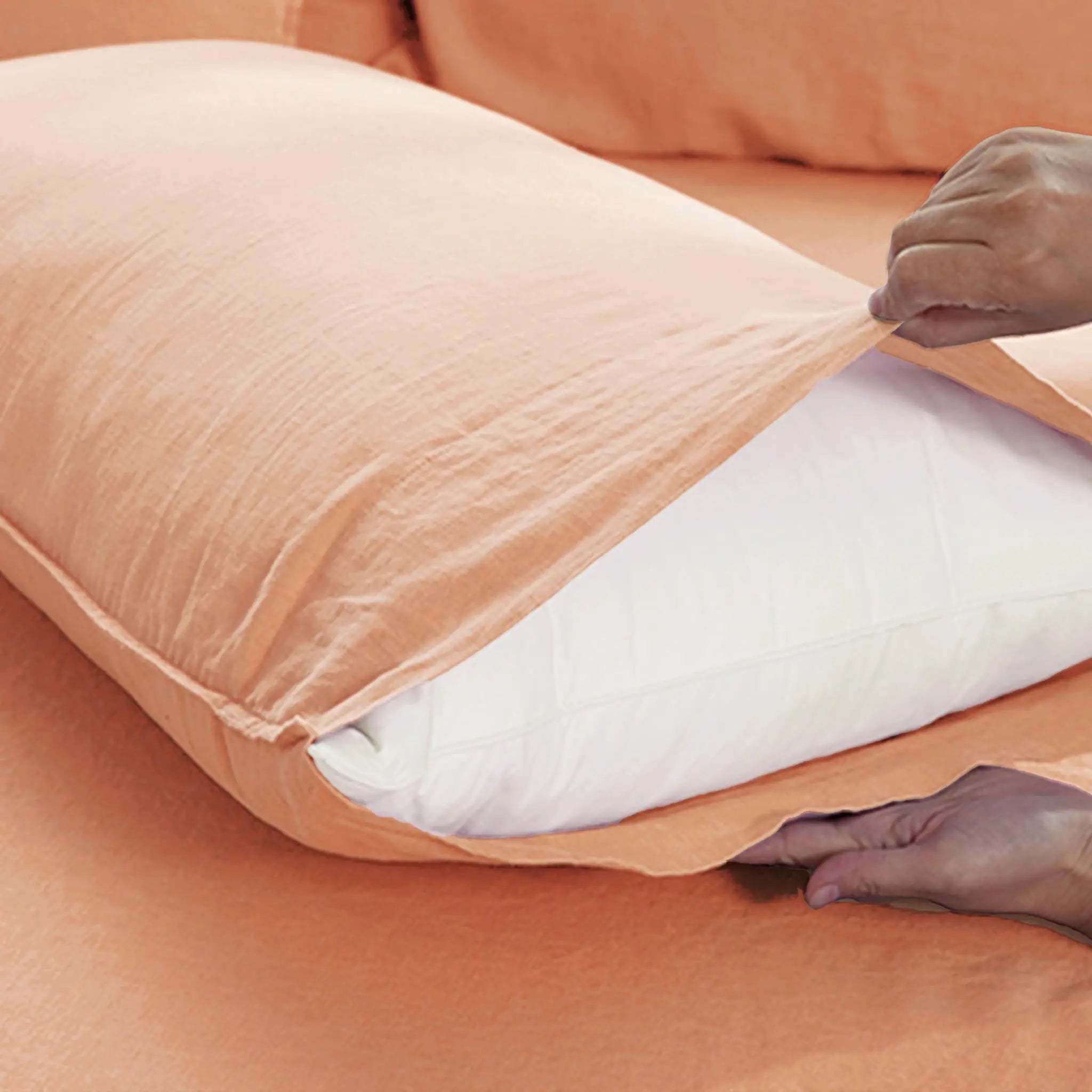 Peach Linen Pillowcase Set - Linen Time