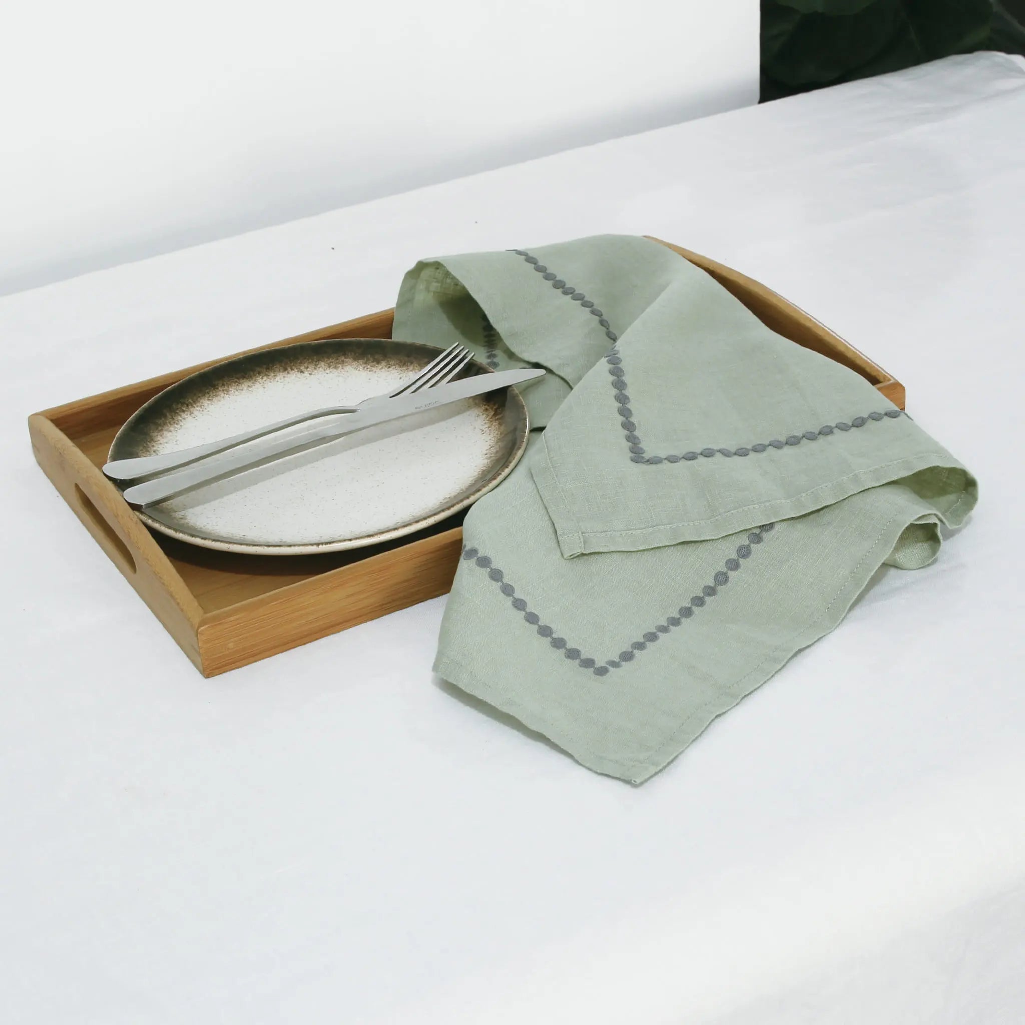 Polka Dot Linen Napkin Sage Green - Linen Time-2#color_Sage Green