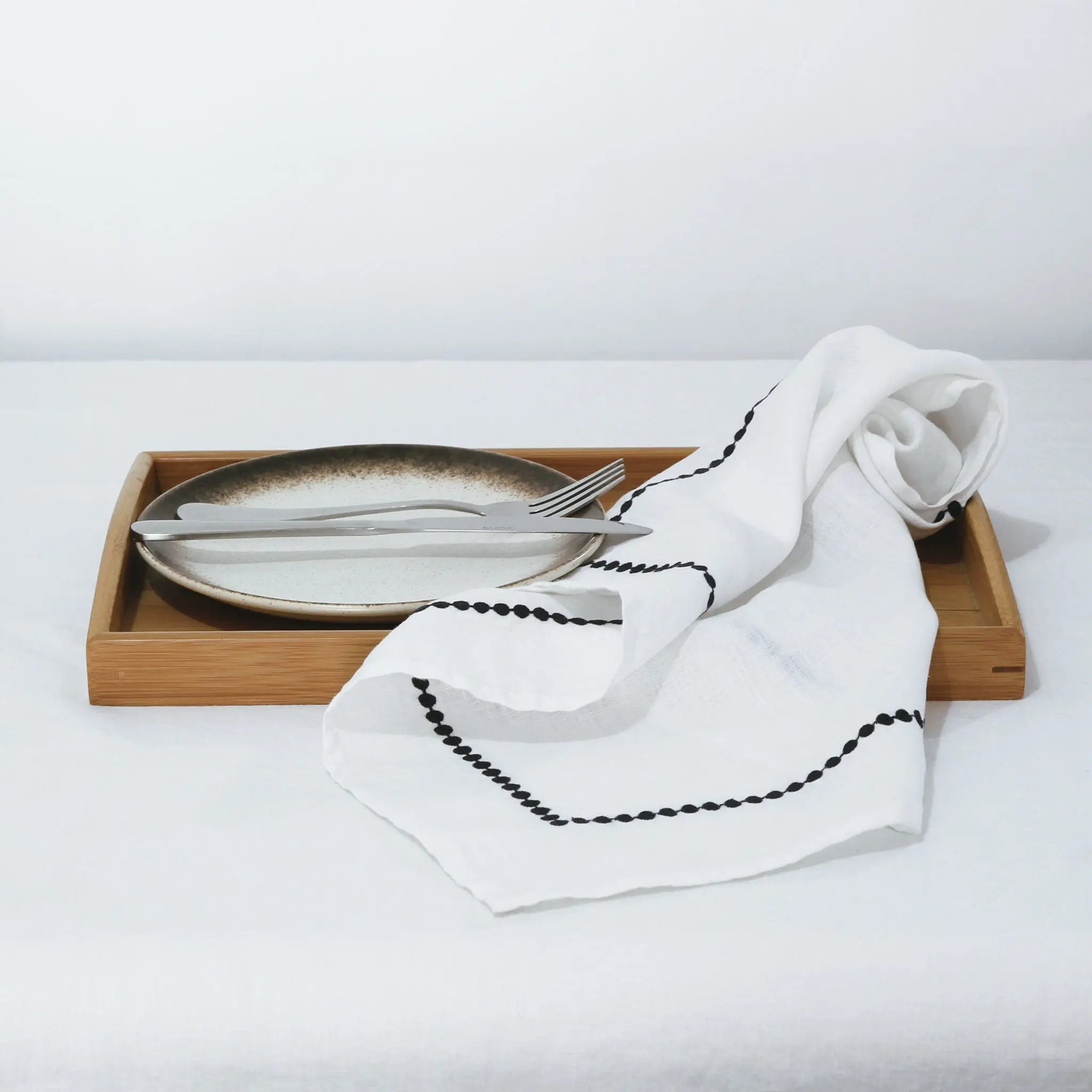 Polka Dot Linen Napkin White - Linen Time-1#color_White