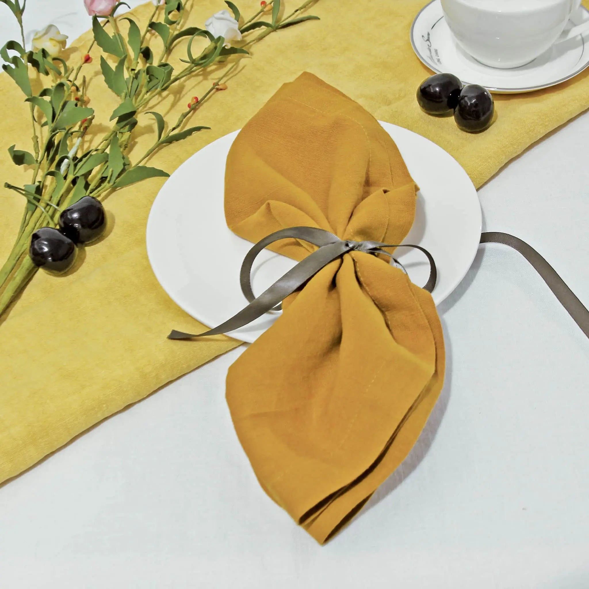 Pure Linen Napkins in Ginger - Linen Times - Image 1#color_Ginger