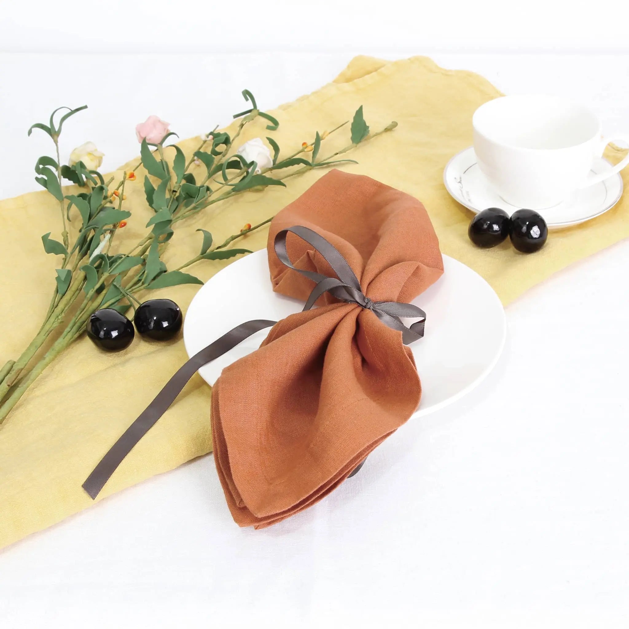 Pure Linen Napkins in Caramel - Linen Time#color_Caramel
