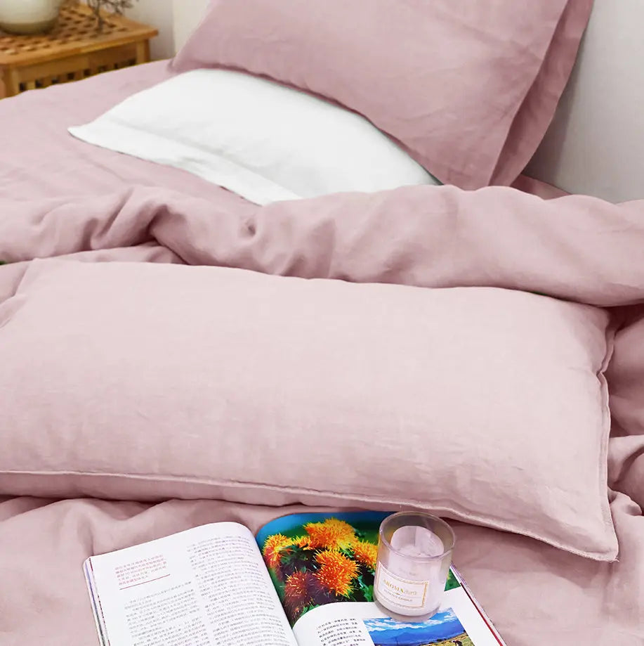 Soft Pink Linen Duvet Cover Set - Linen Times