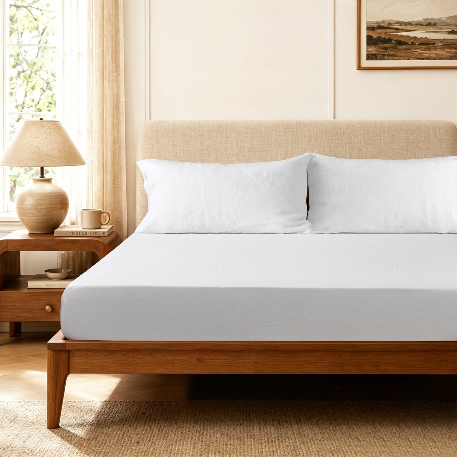 White Linen Fitted Sheet