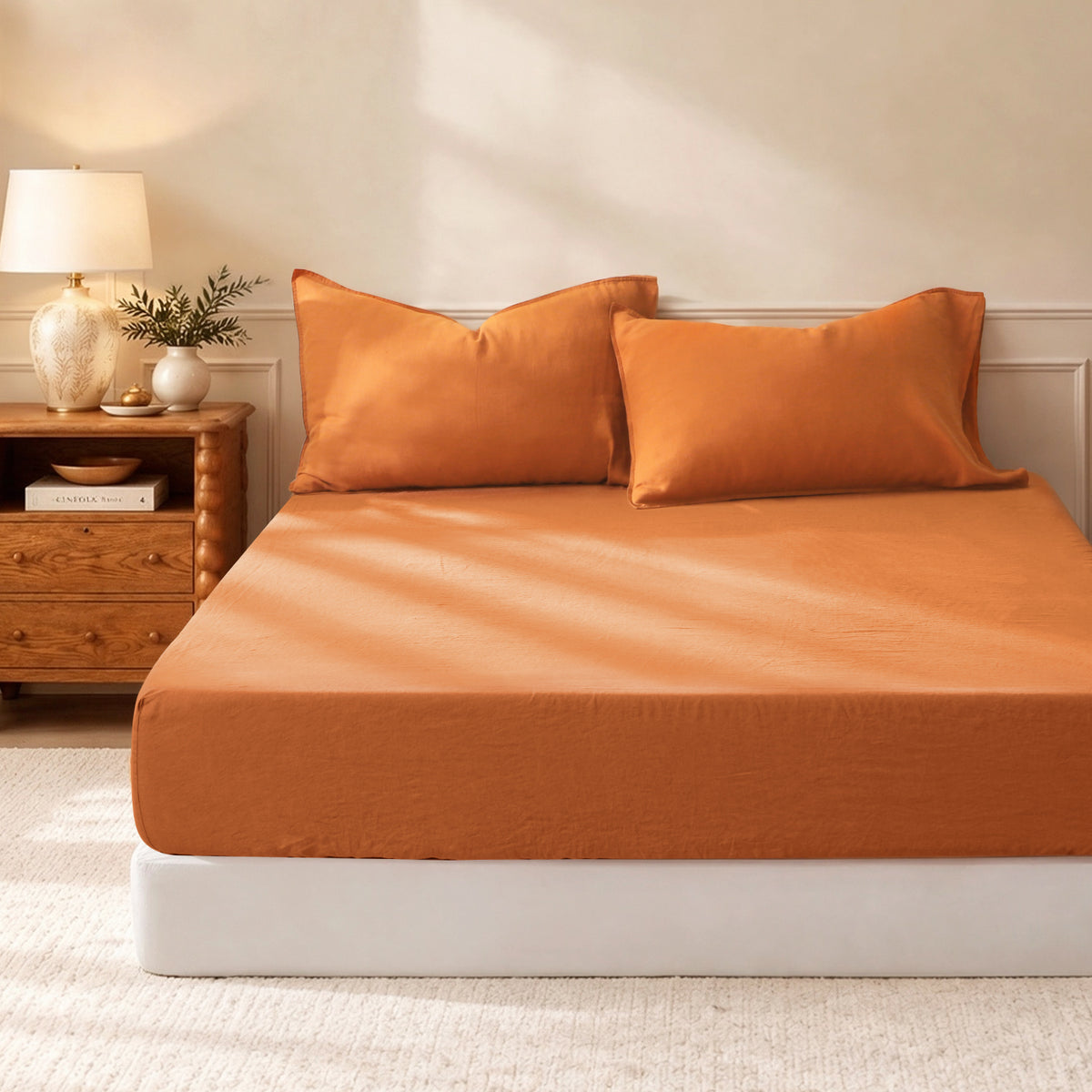 Amber Warmth Linen Fitted Sheet