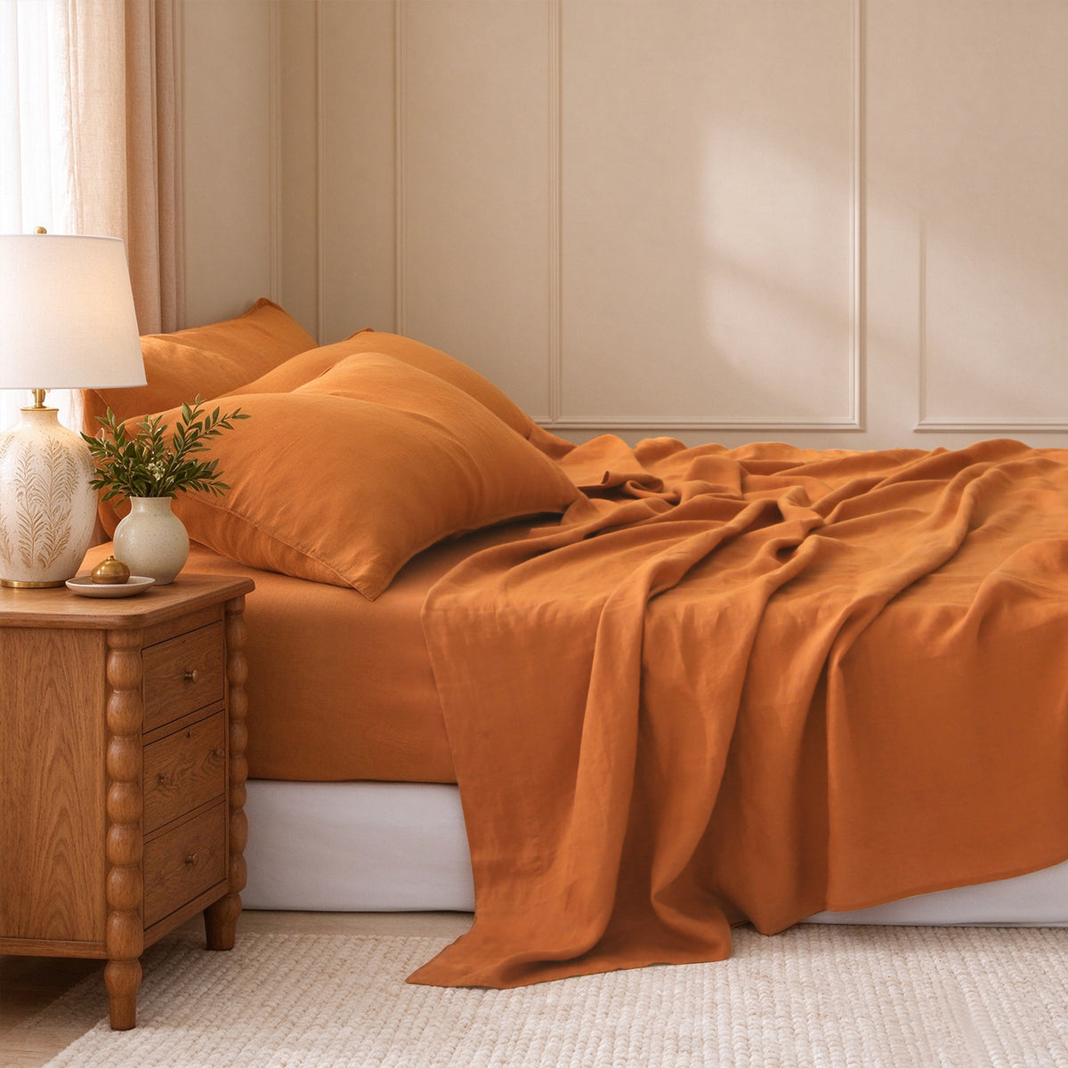 Amber Warmth Linen Sheet Set
