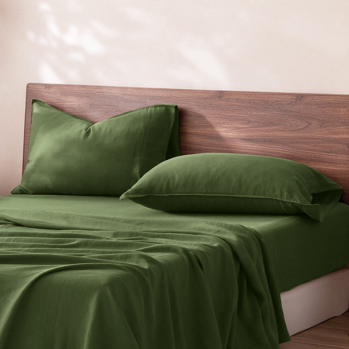 Army Green Linen Pillowcase Set