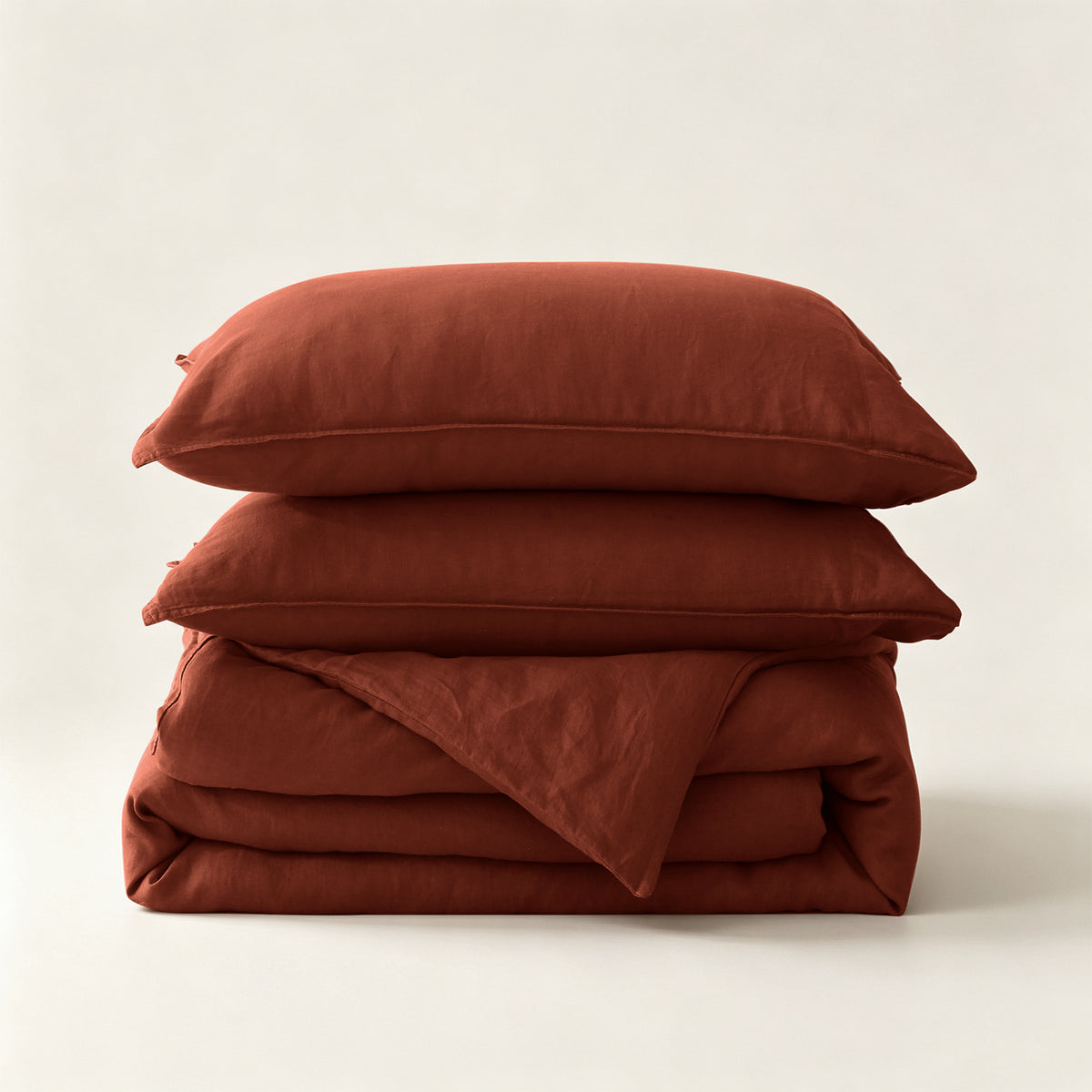 Burnt Sienna 100% Organic Linen Duvet Cover Set