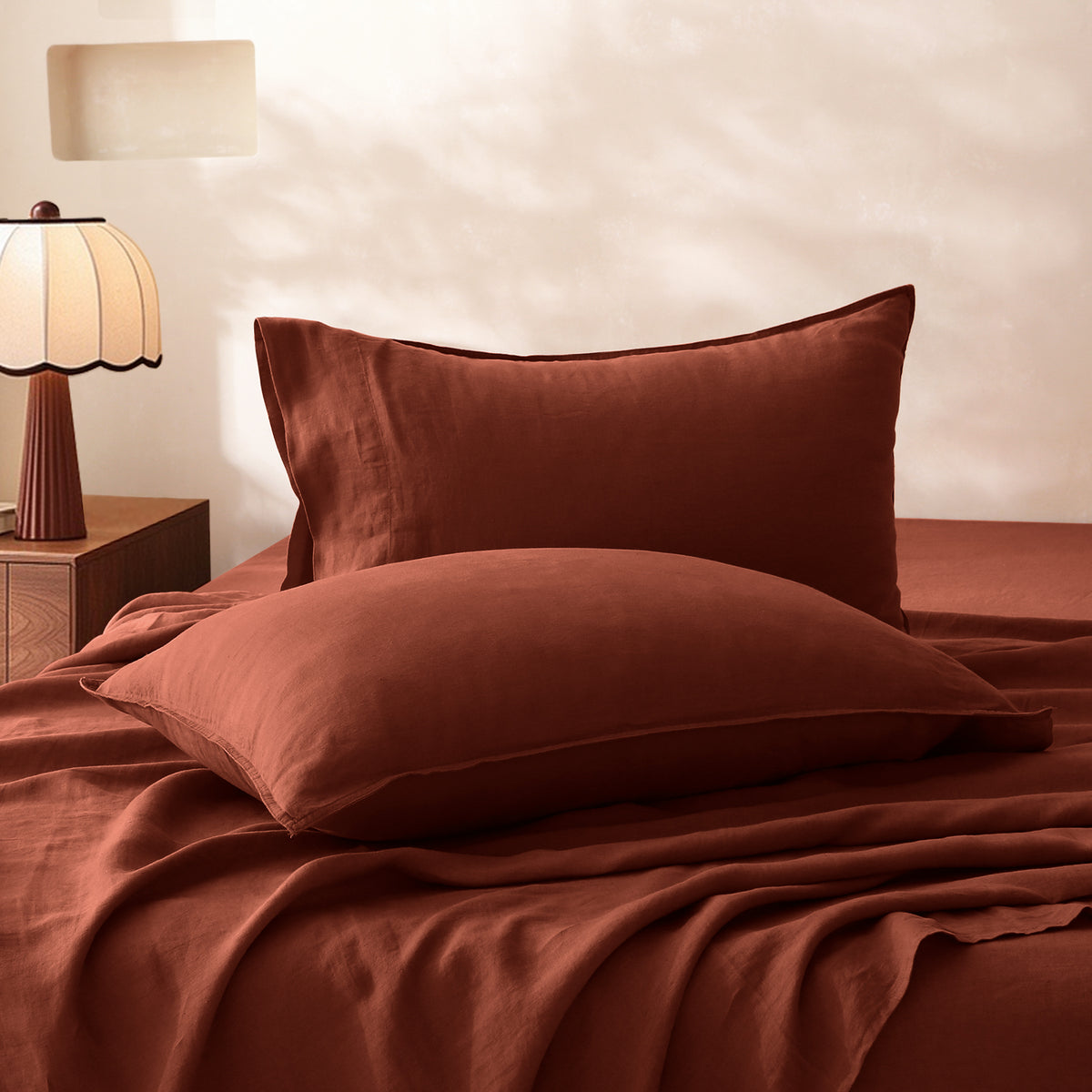 Burnt Sienna 100% Organic Linen Sheet Set
