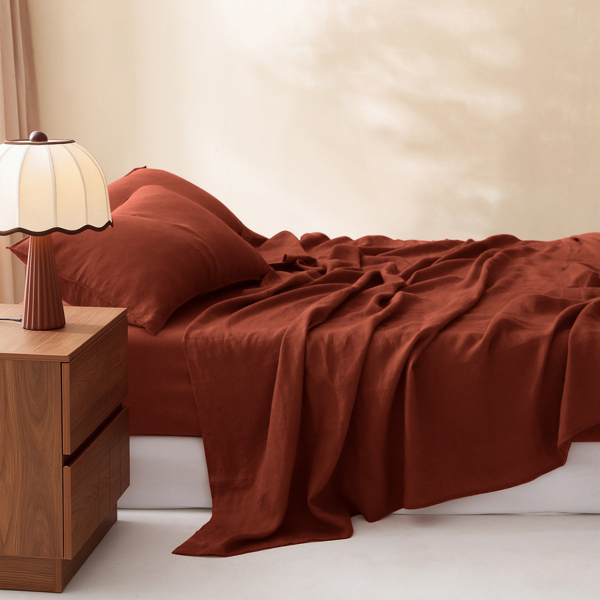 Burnt Sienna 100% Organic Linen Sheet Set