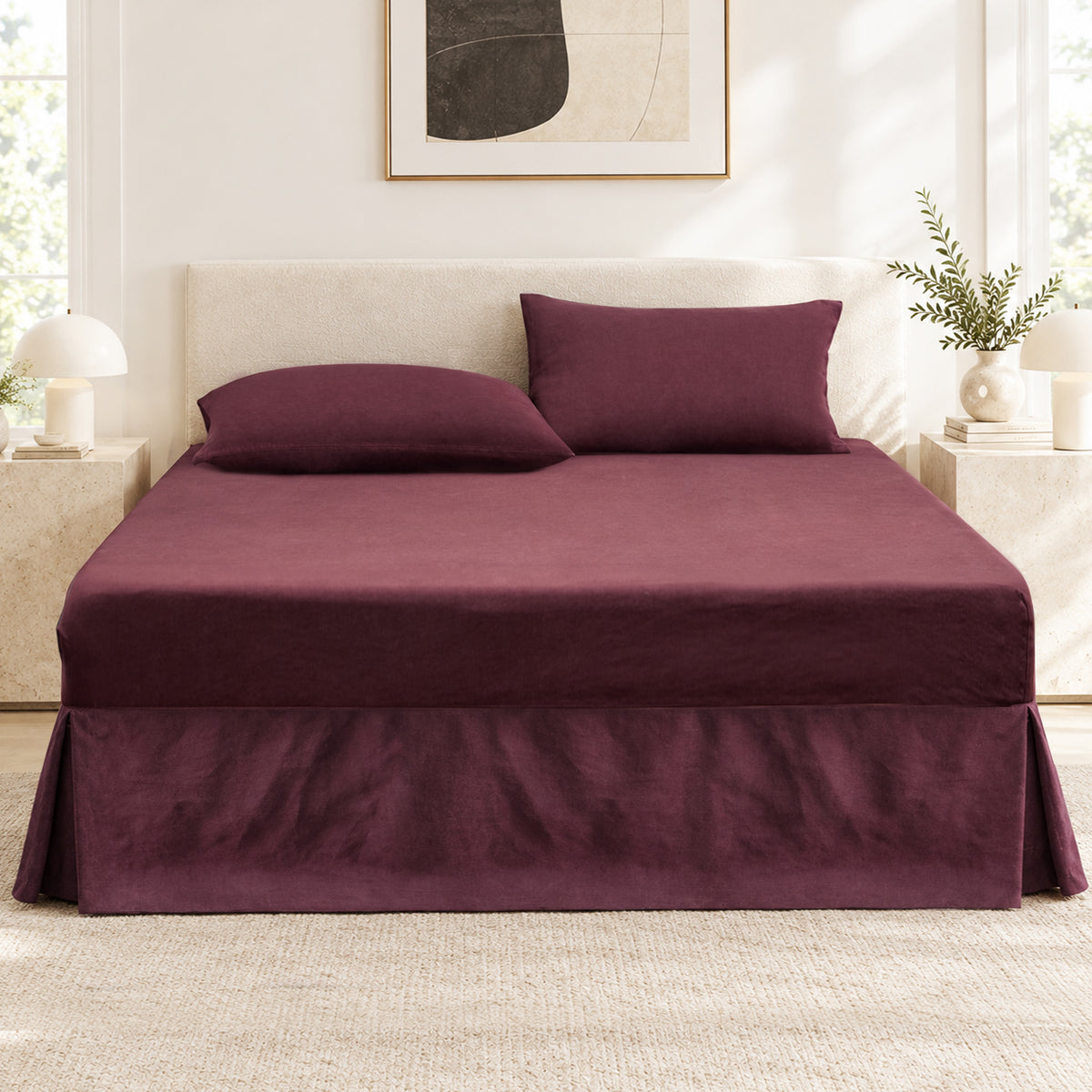 Merlot 100% Organic Linen Bed Skirt