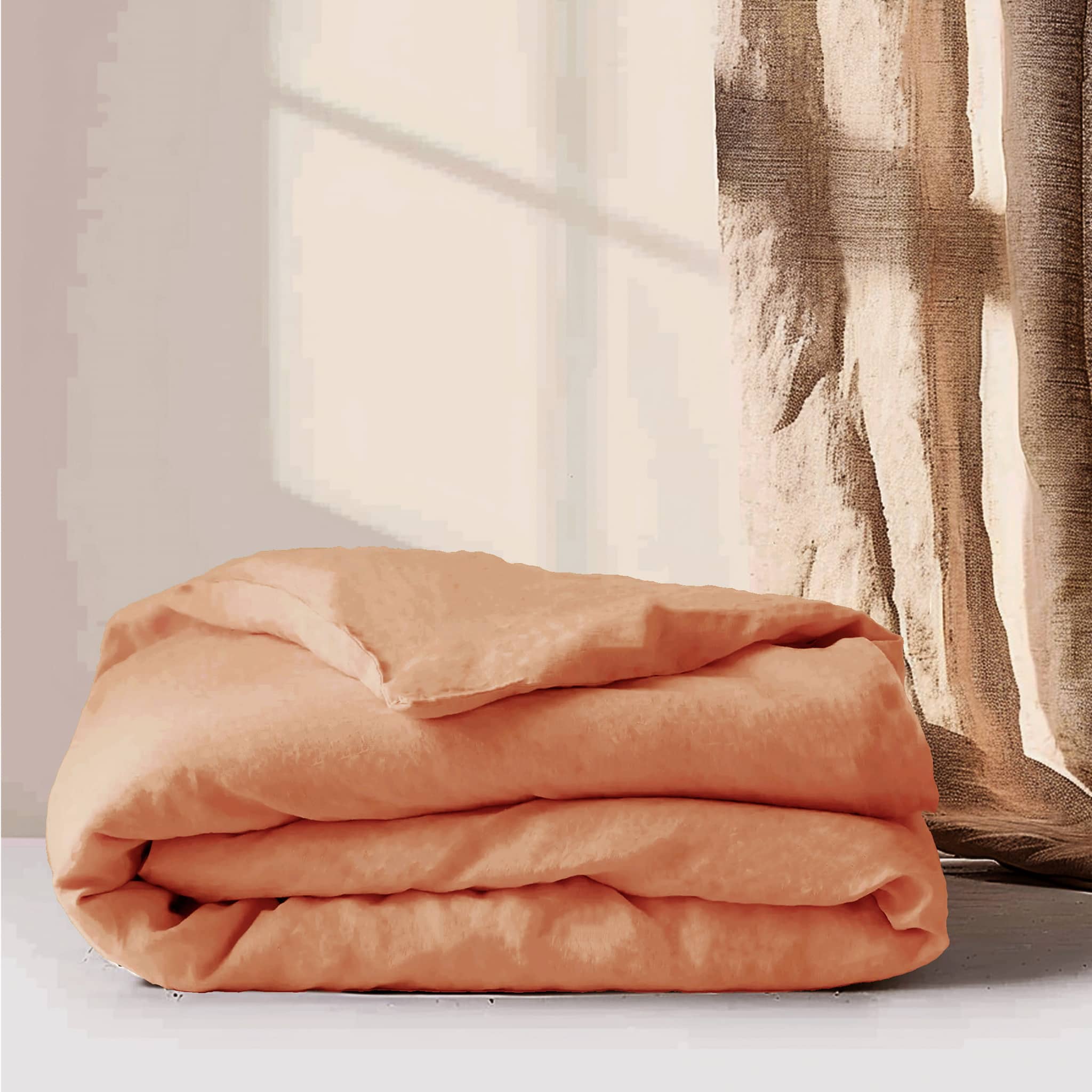 Peach Linen Duvet Cover - Linen Time