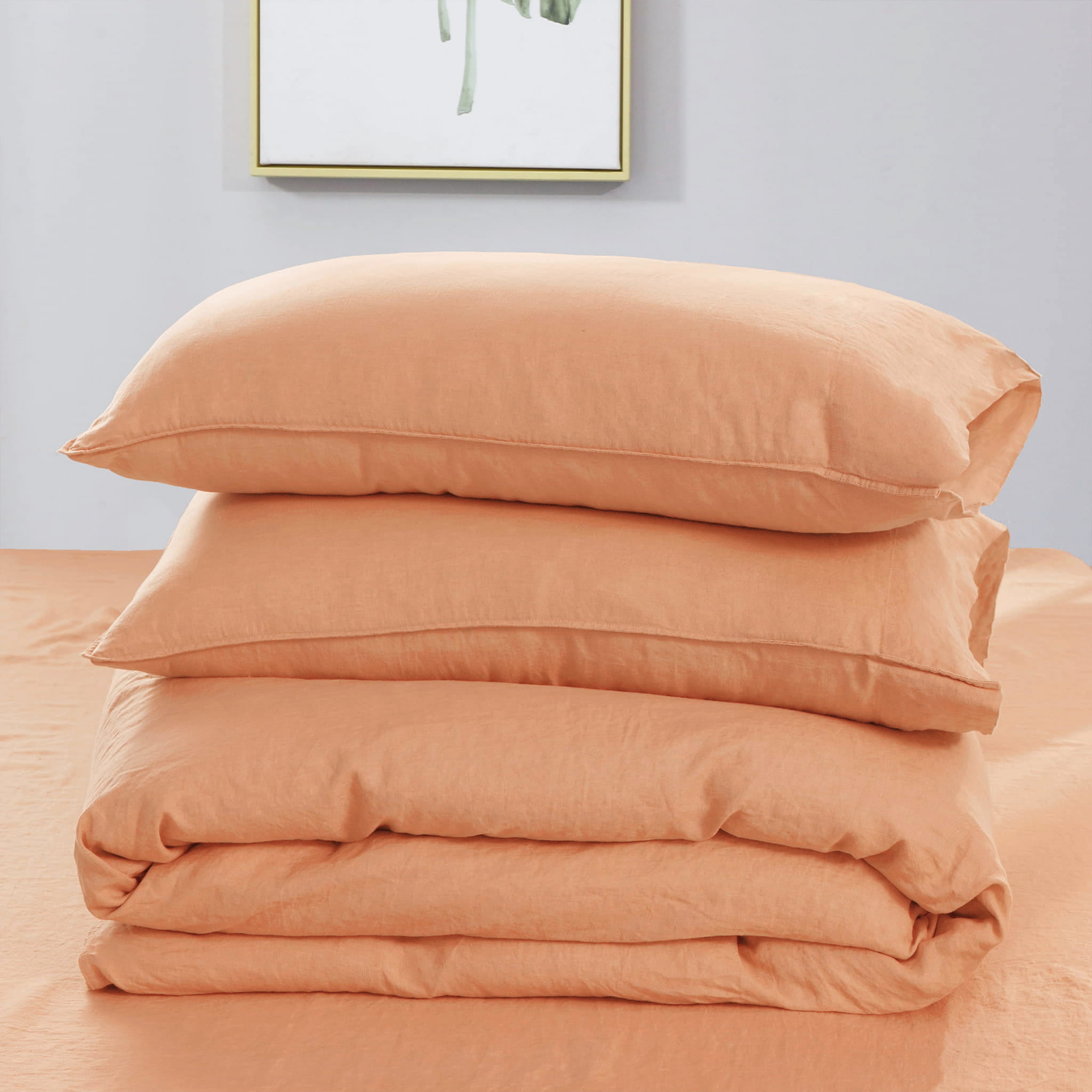 Peach Linen Duvet Cover Set Deal
