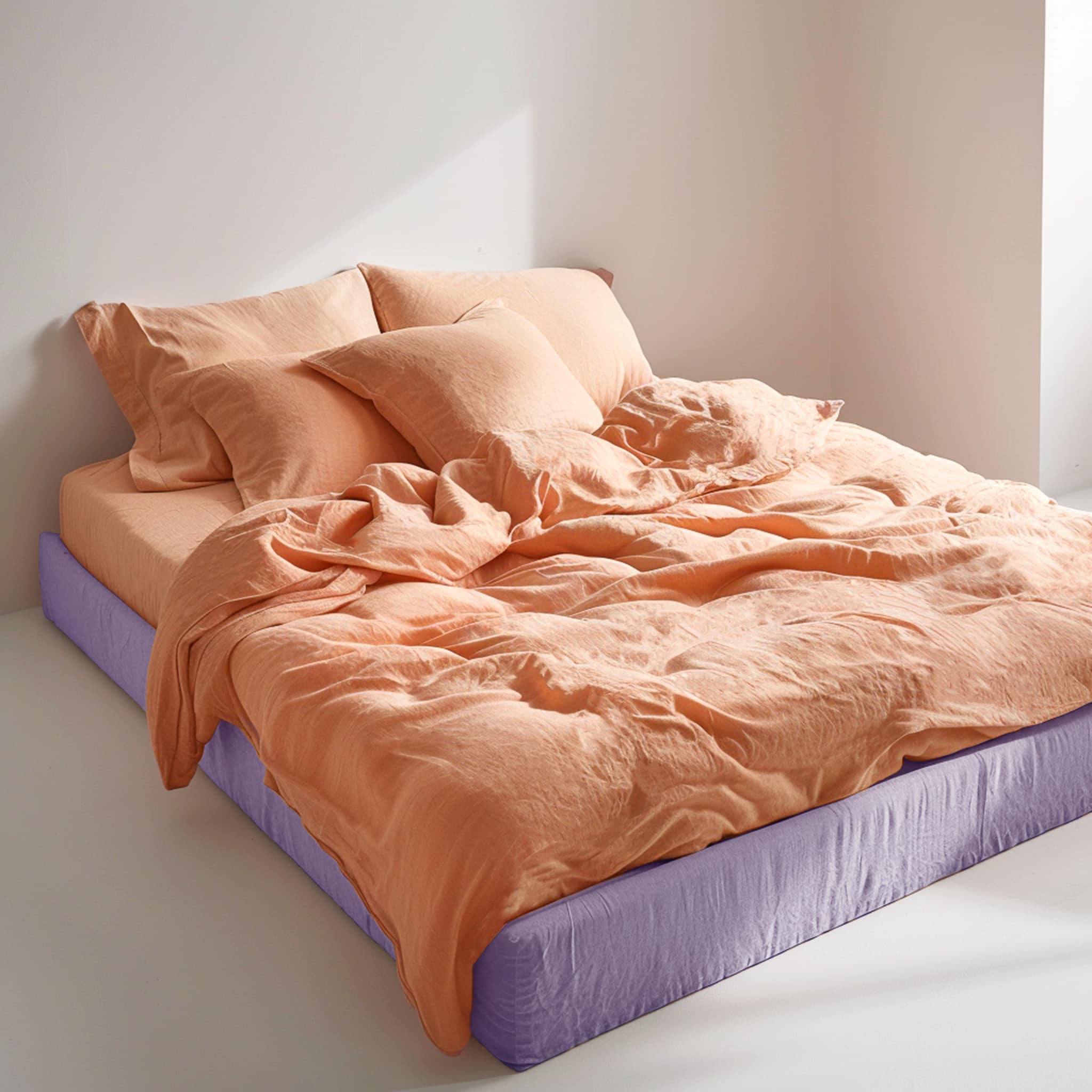 Peach Linen Duvet Cover Set Deal