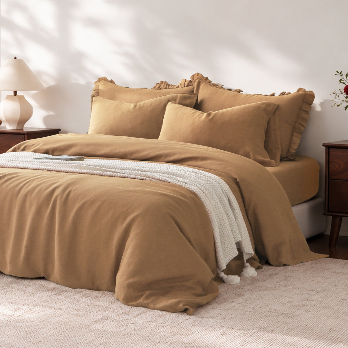 Sandy Beige Linen Duvet Cover Set