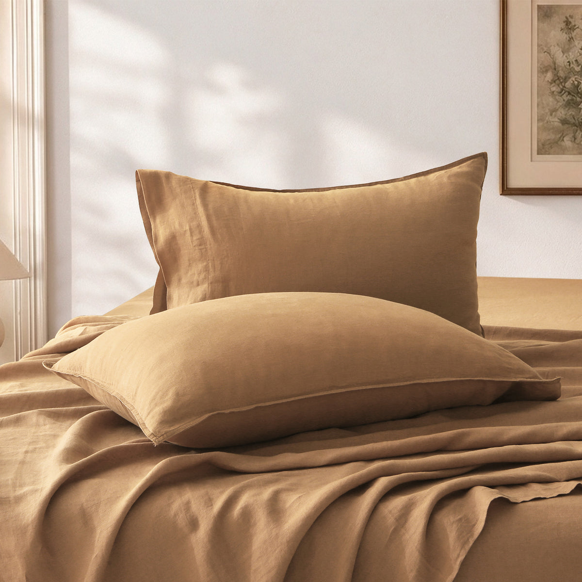 Sandy Beige Linen Sheet Set