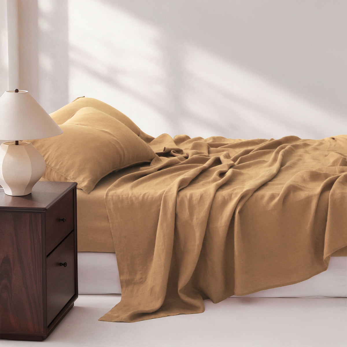Sandy Beige Linen Flat Sheet