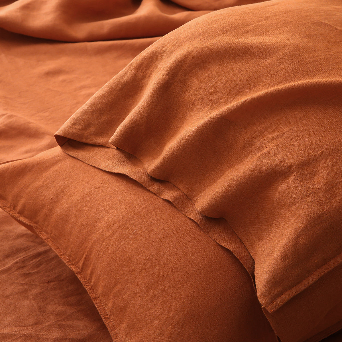 Terracotta 100% Organic Linen Pillowcase Set - Linen Times
