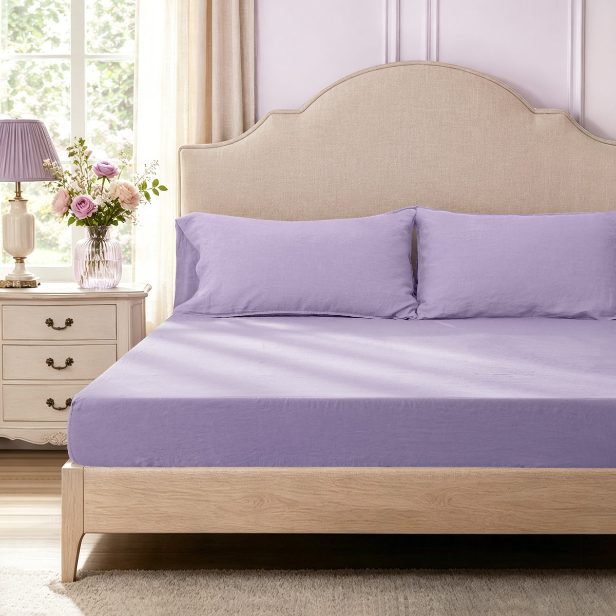 Lavender Linen Fitted Sheet