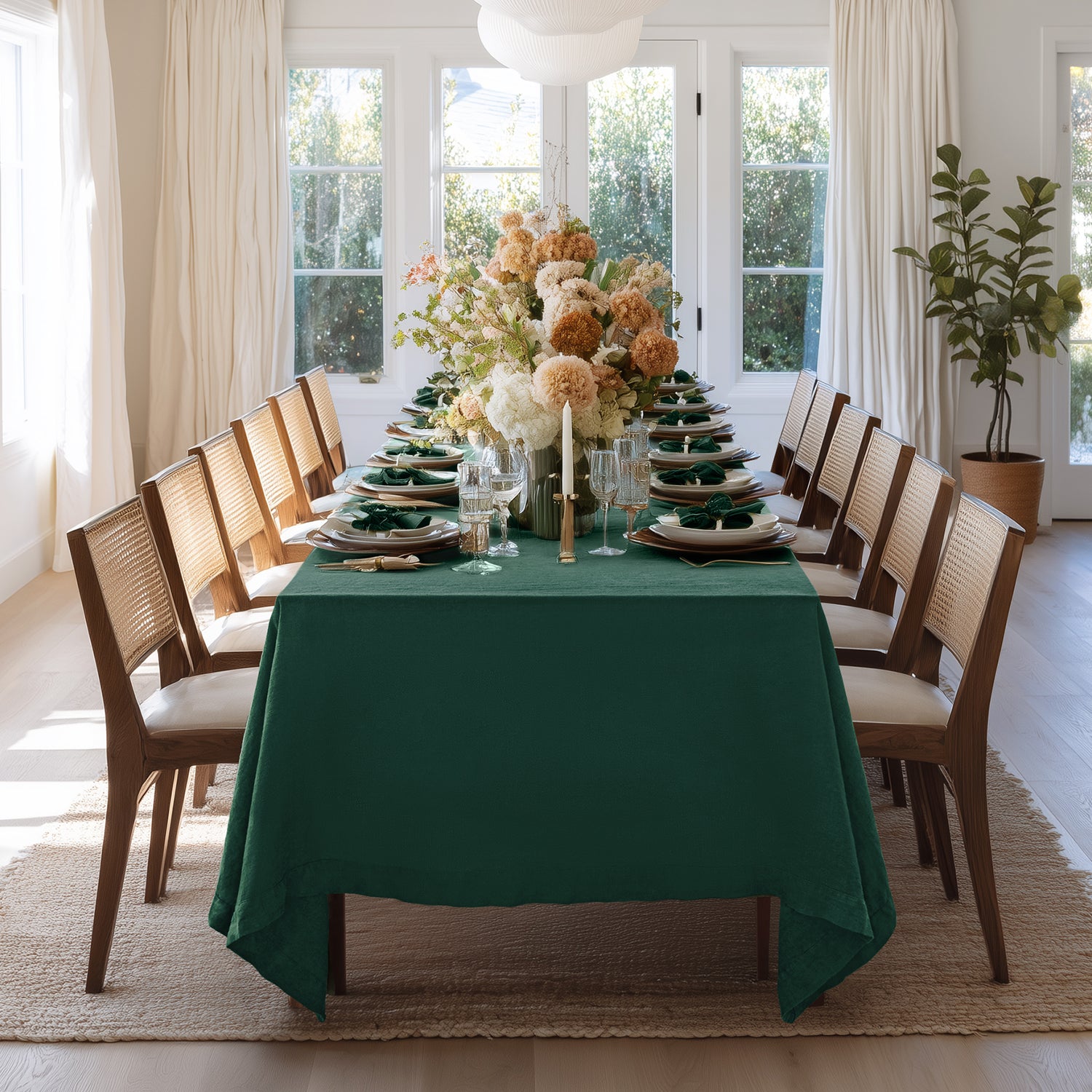 Forest Green Linen Tablecloth