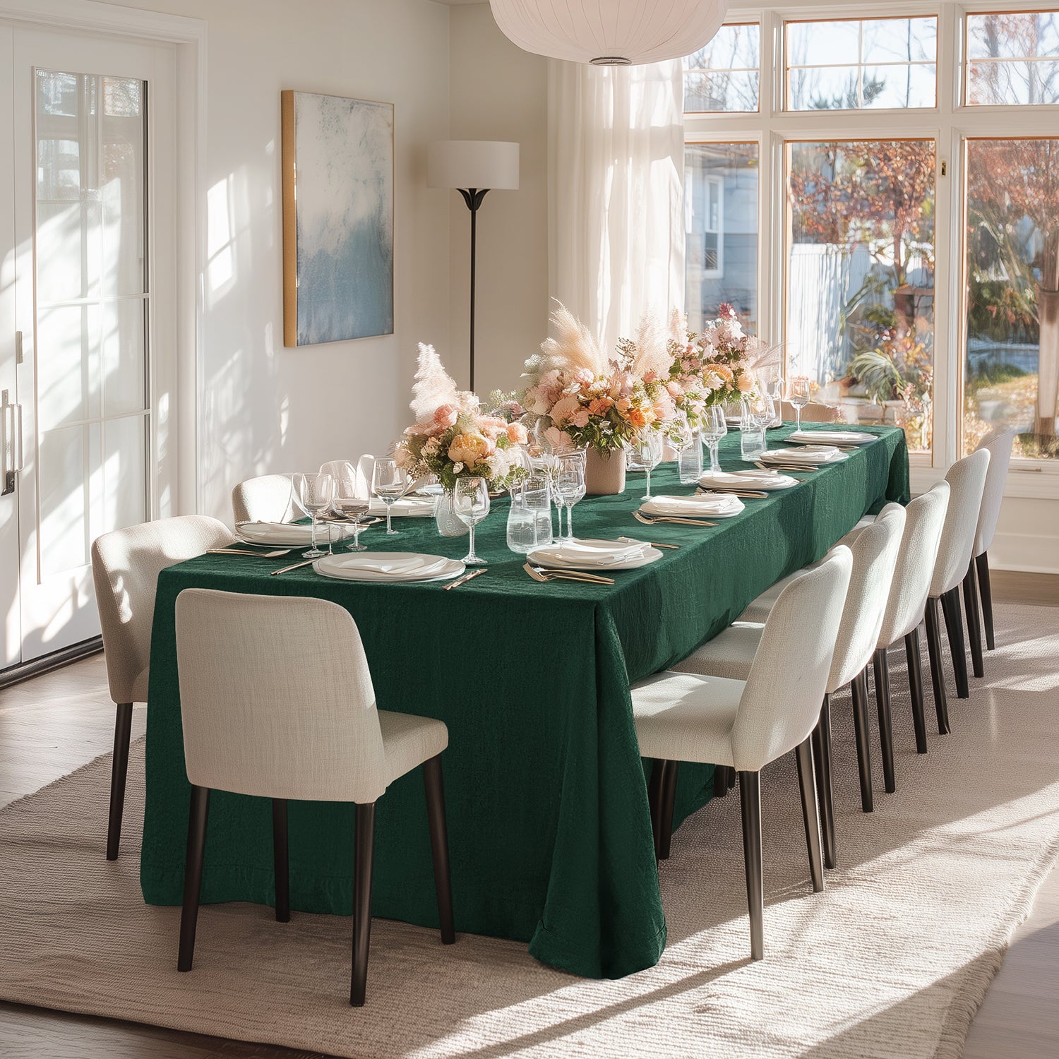 Forest Green Linen Tablecloth